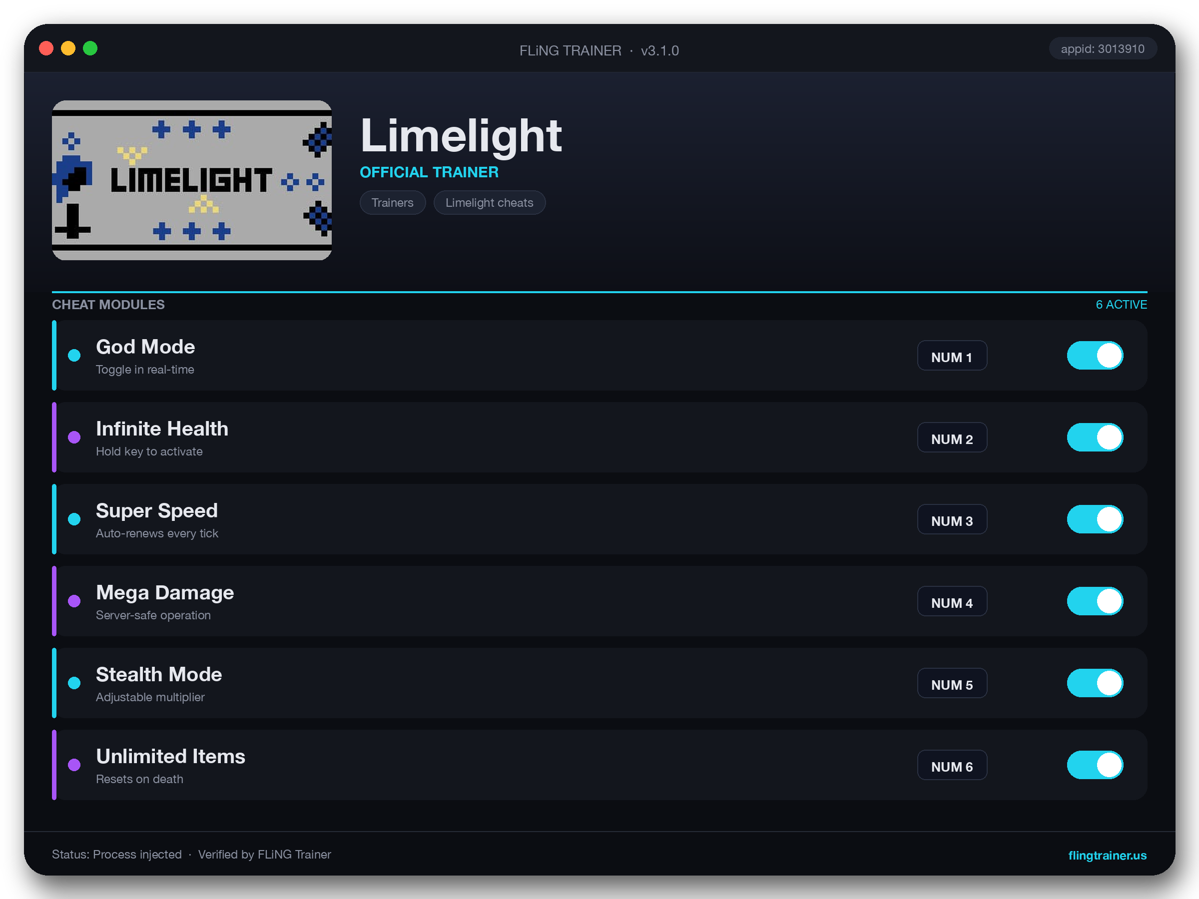 Limelight Trainer interface