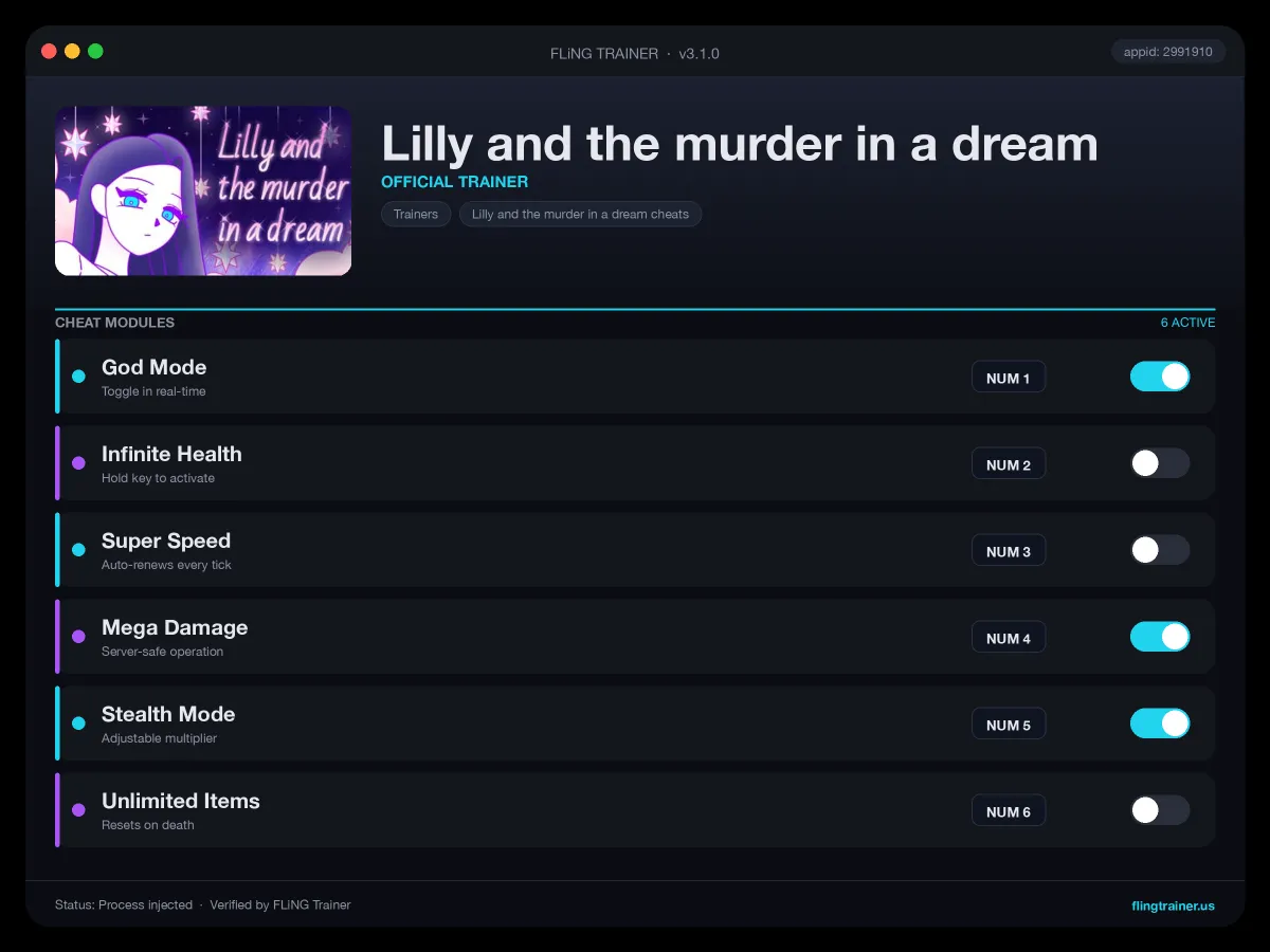 Lilly and the murder in a dream Trainer interface