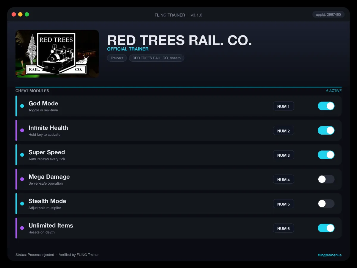 RED TREES RAIL. CO. Trainer interface
