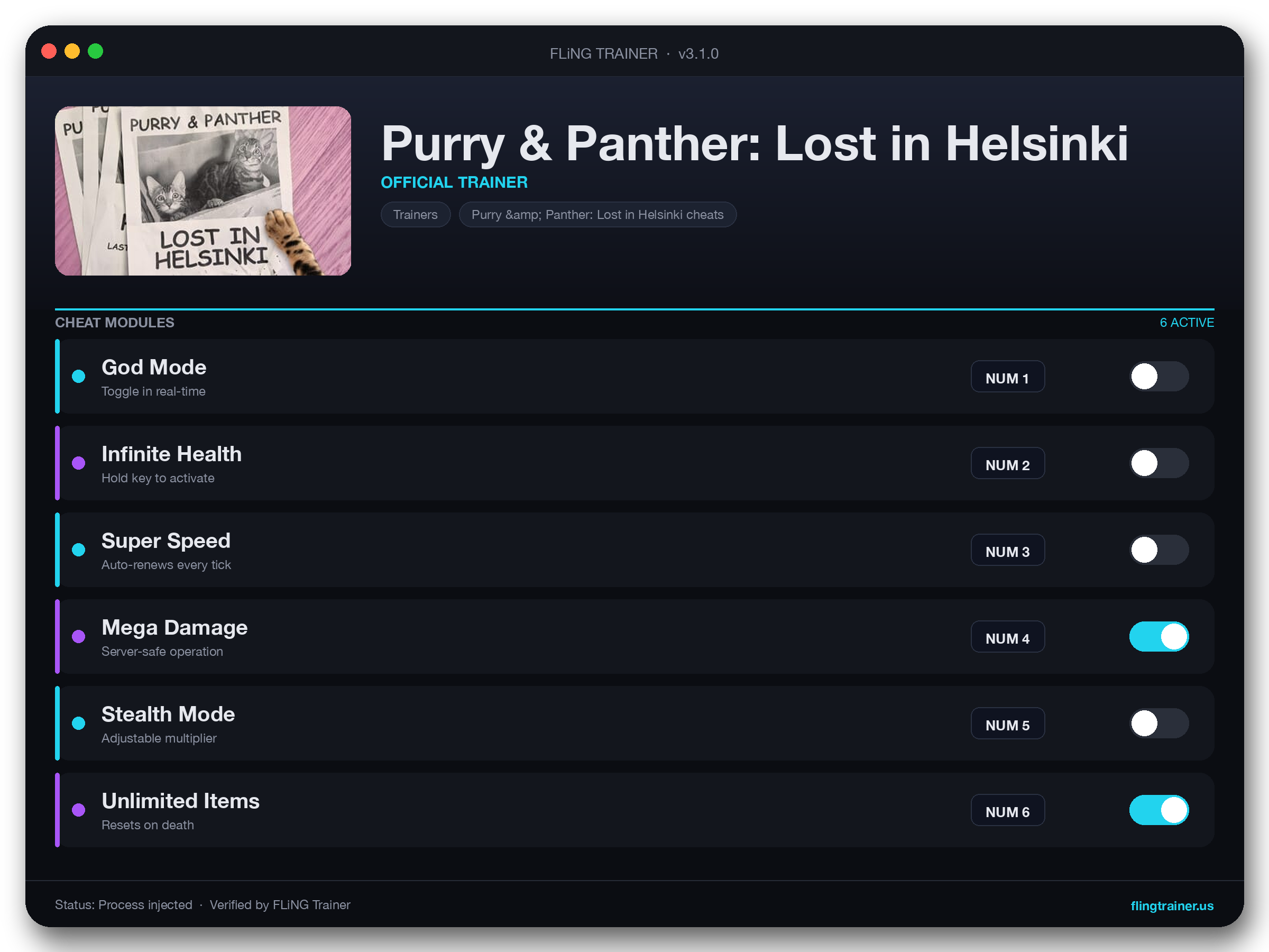 Purry & Panther: Lost in Helsinki Trainer interface