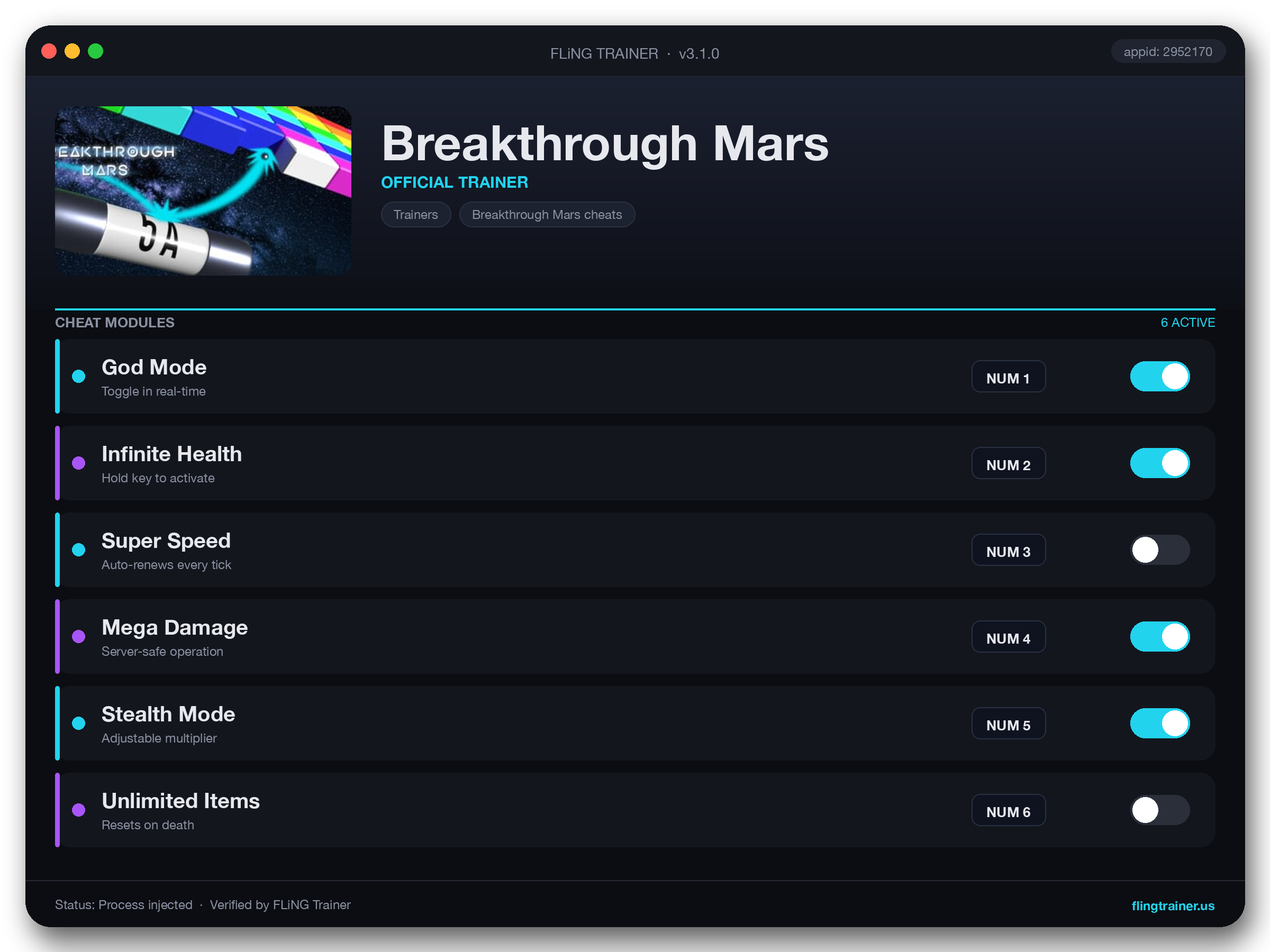 Breakthrough Mars Trainer interface
