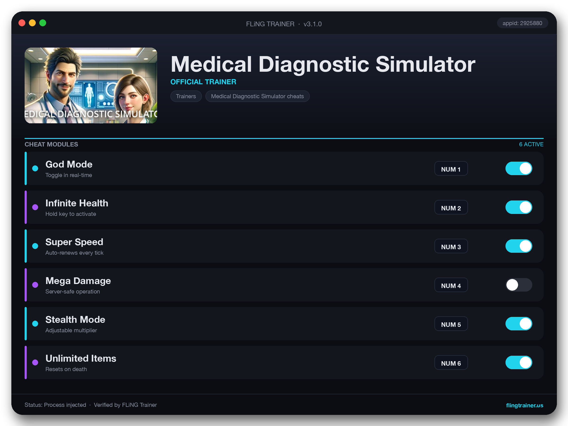 Medical Diagnostic Simulator Trainer interface