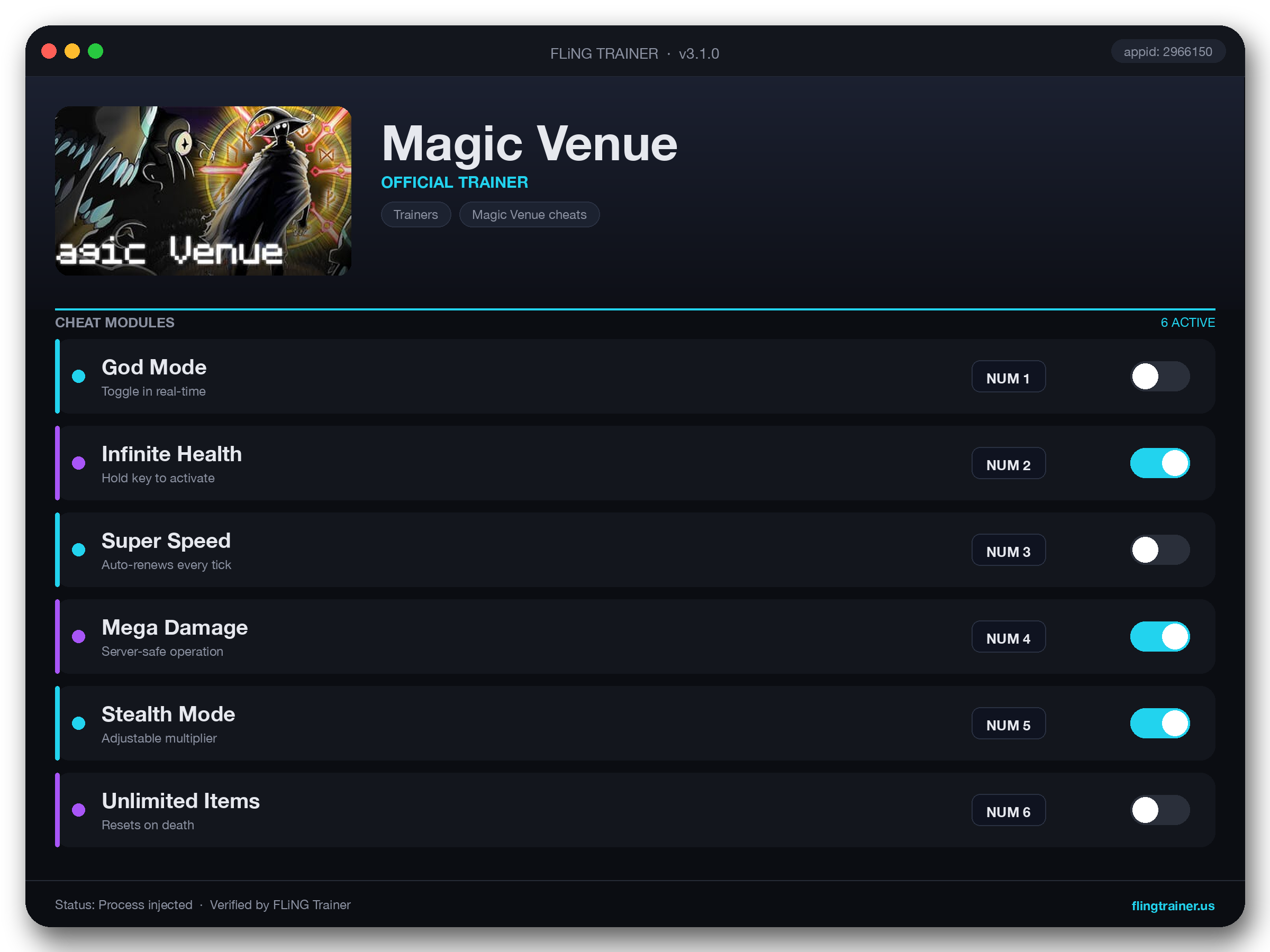 Magic Venue Trainer interface