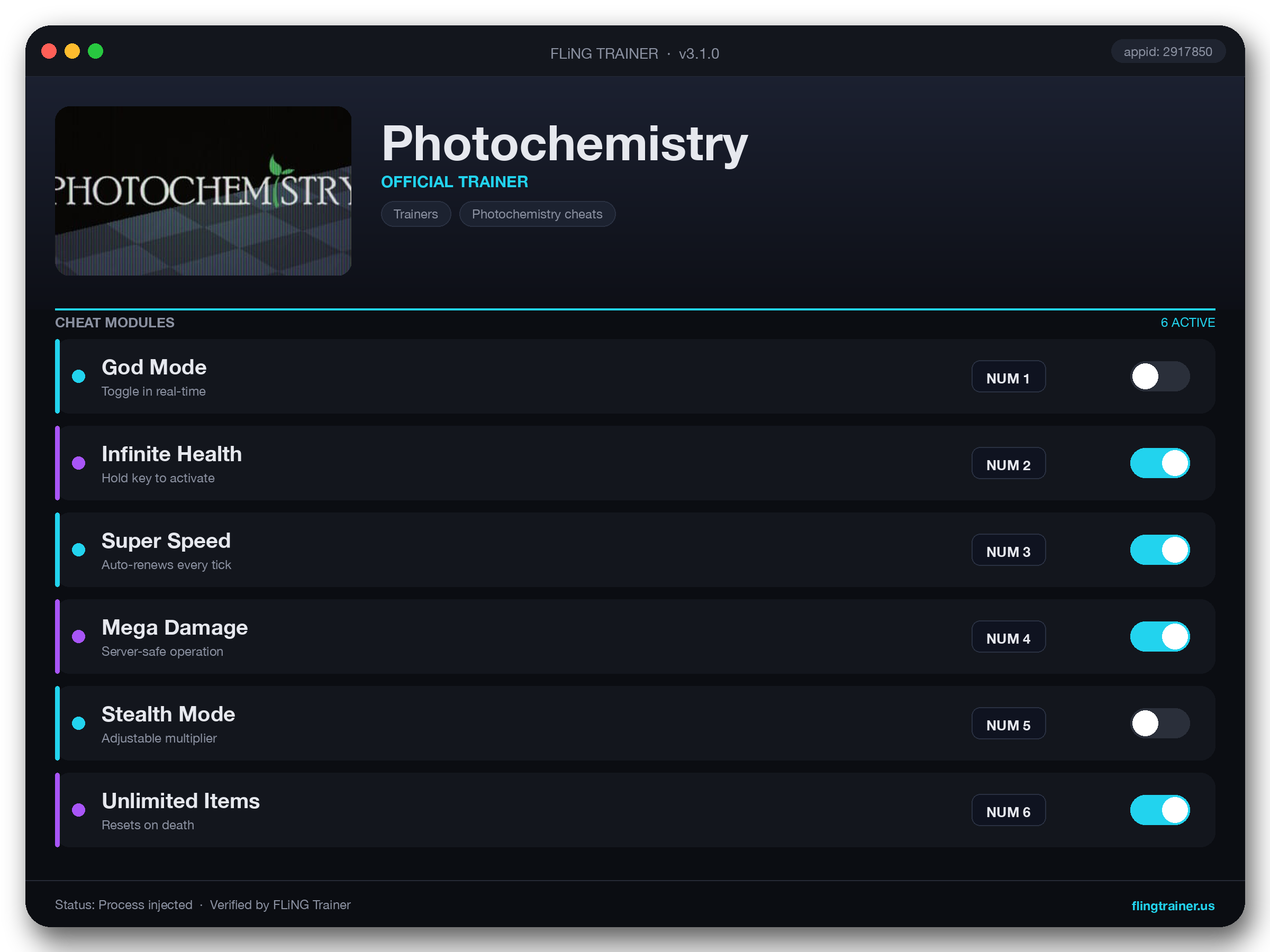 Photochemistry Trainer interface