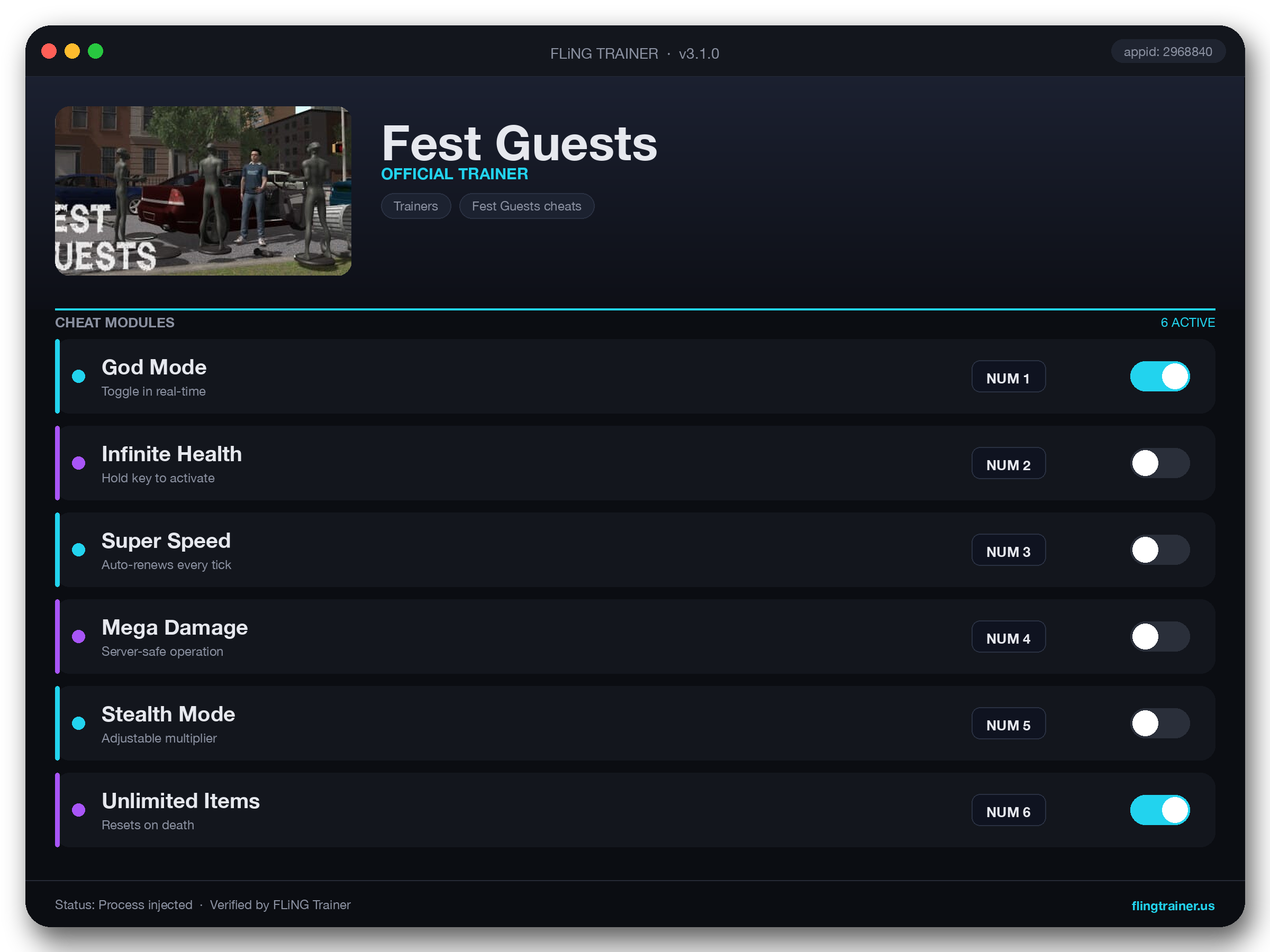 Fest Guests Trainer interface