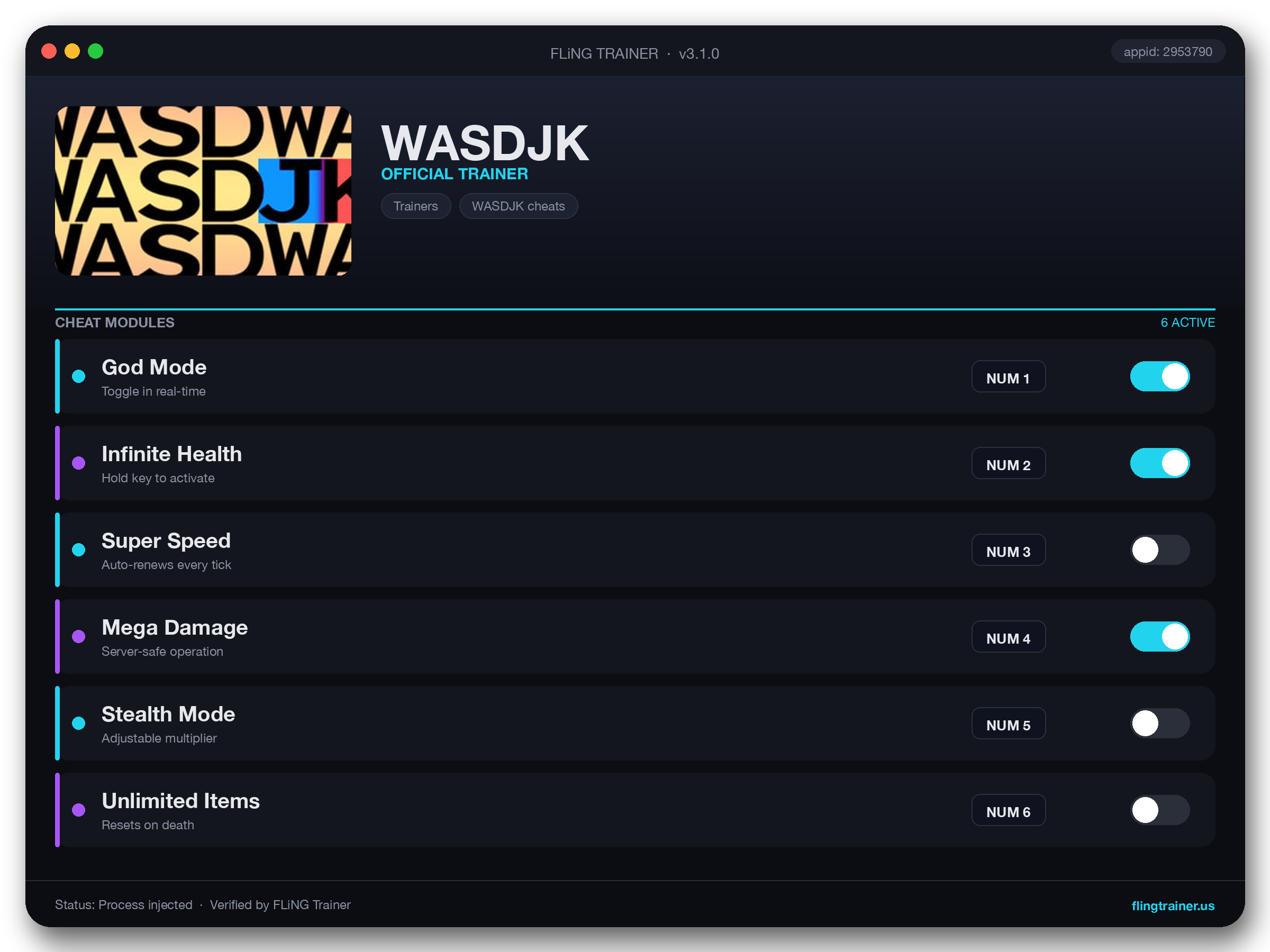 WASDJK Trainer interface