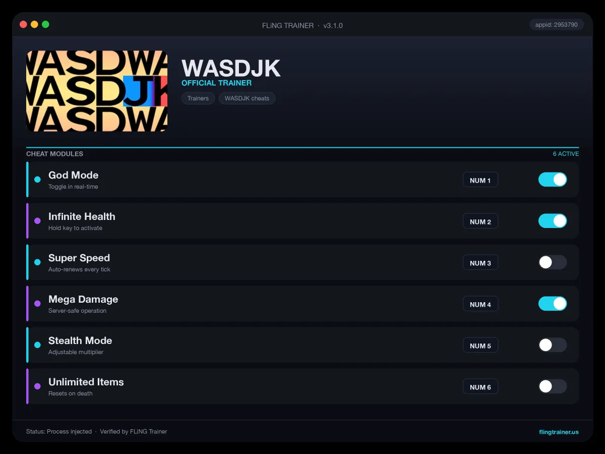 WASDJK Trainer interface