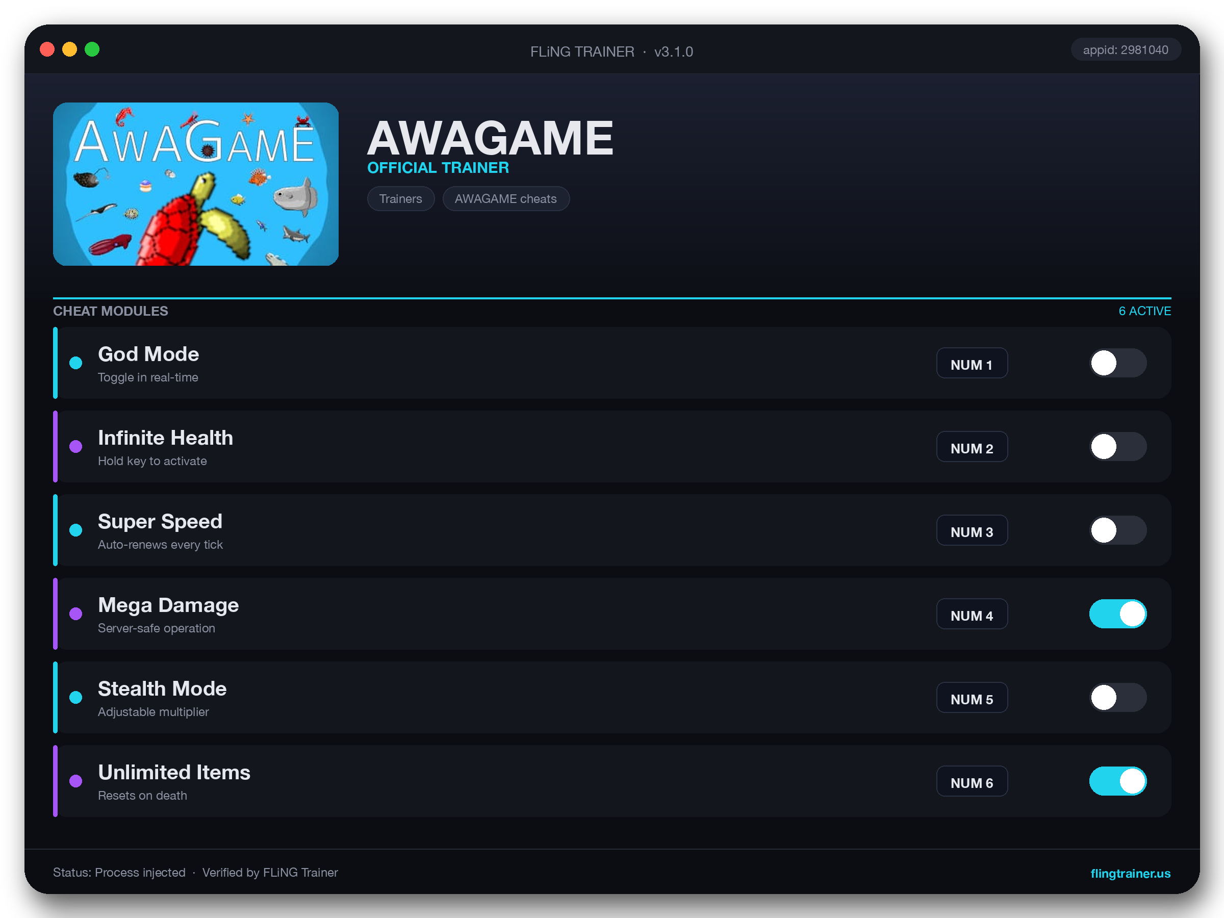AWAGAME Trainer interface
