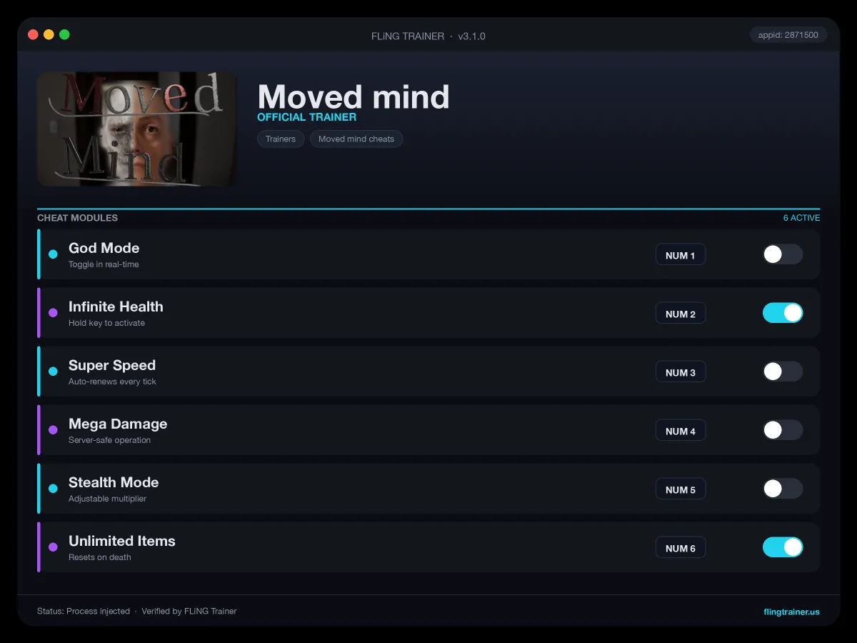 Moved mind Trainer interface