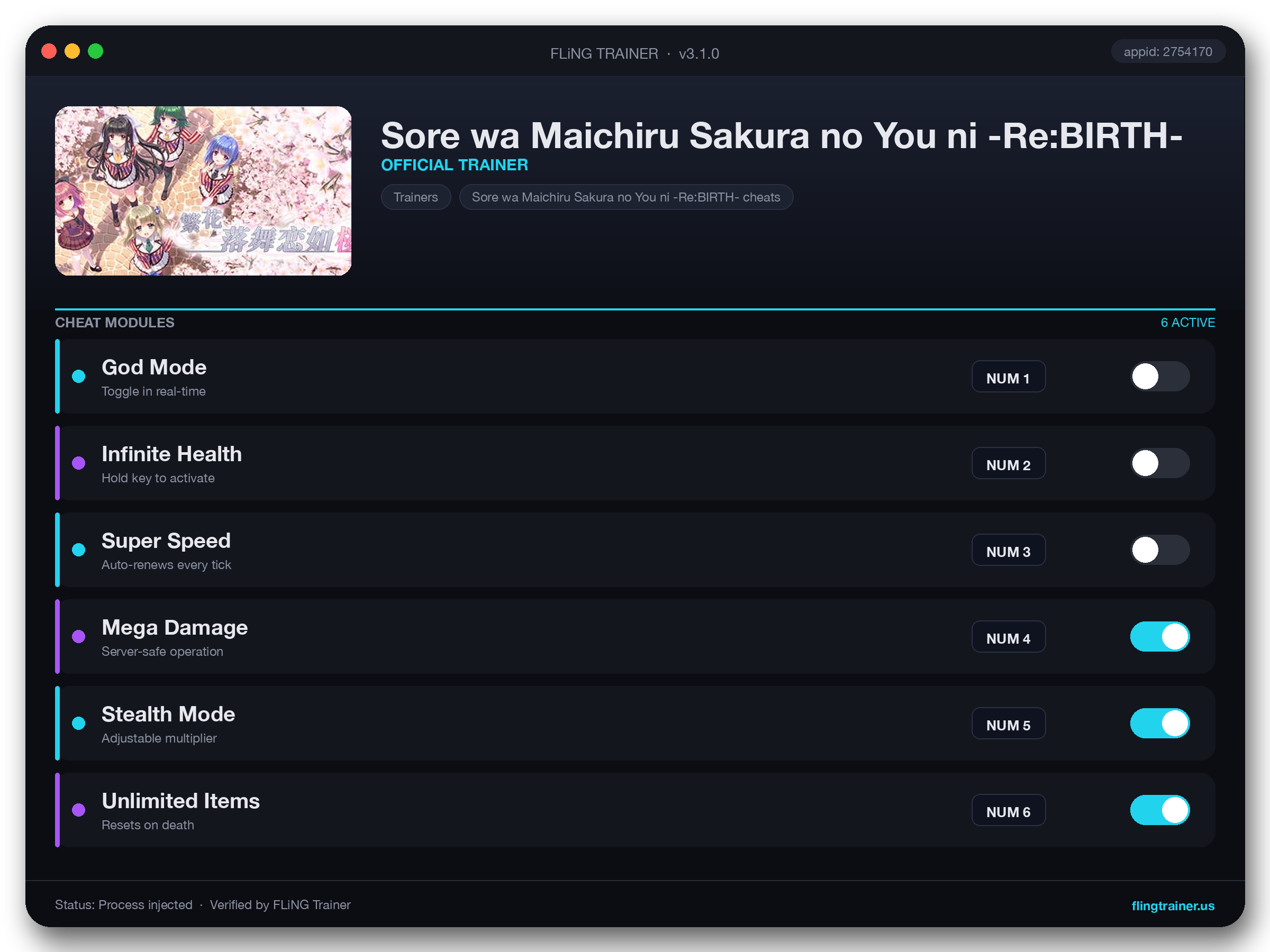 Sore wa Maichiru Sakura no You ni -Re:BIRTH- Trainer interface