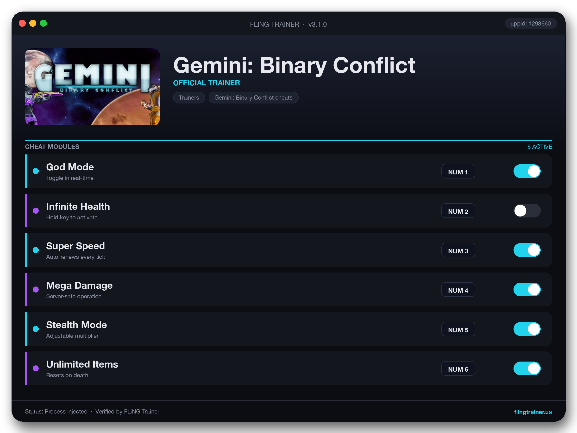 Gemini: Binary Conflict Trainer interface
