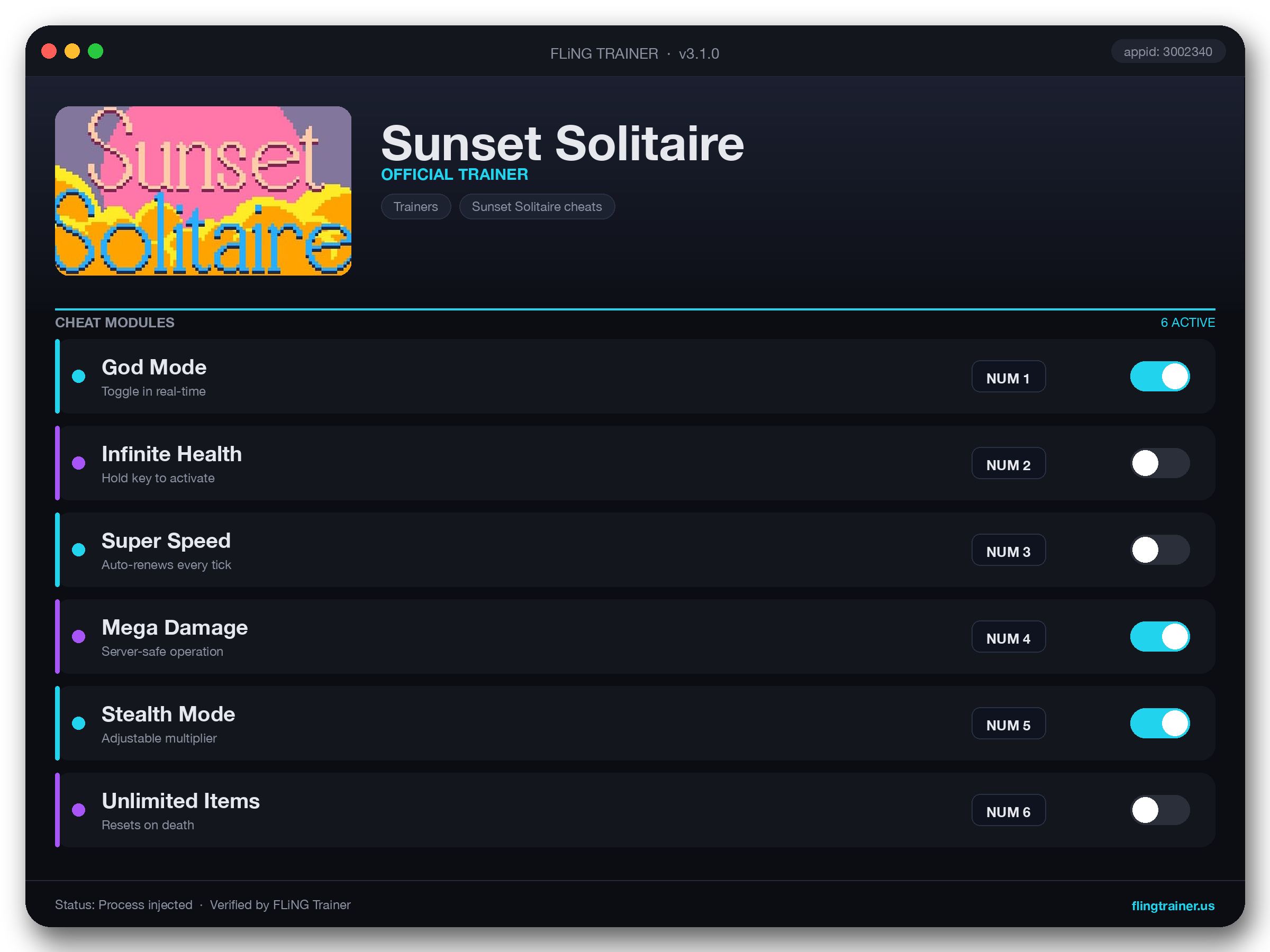Sunset Solitaire Trainer interface
