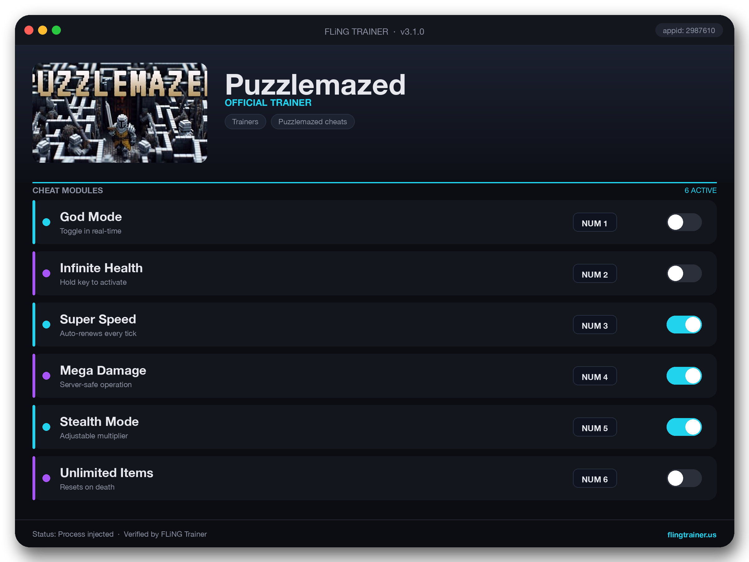 Puzzlemazed Trainer interface