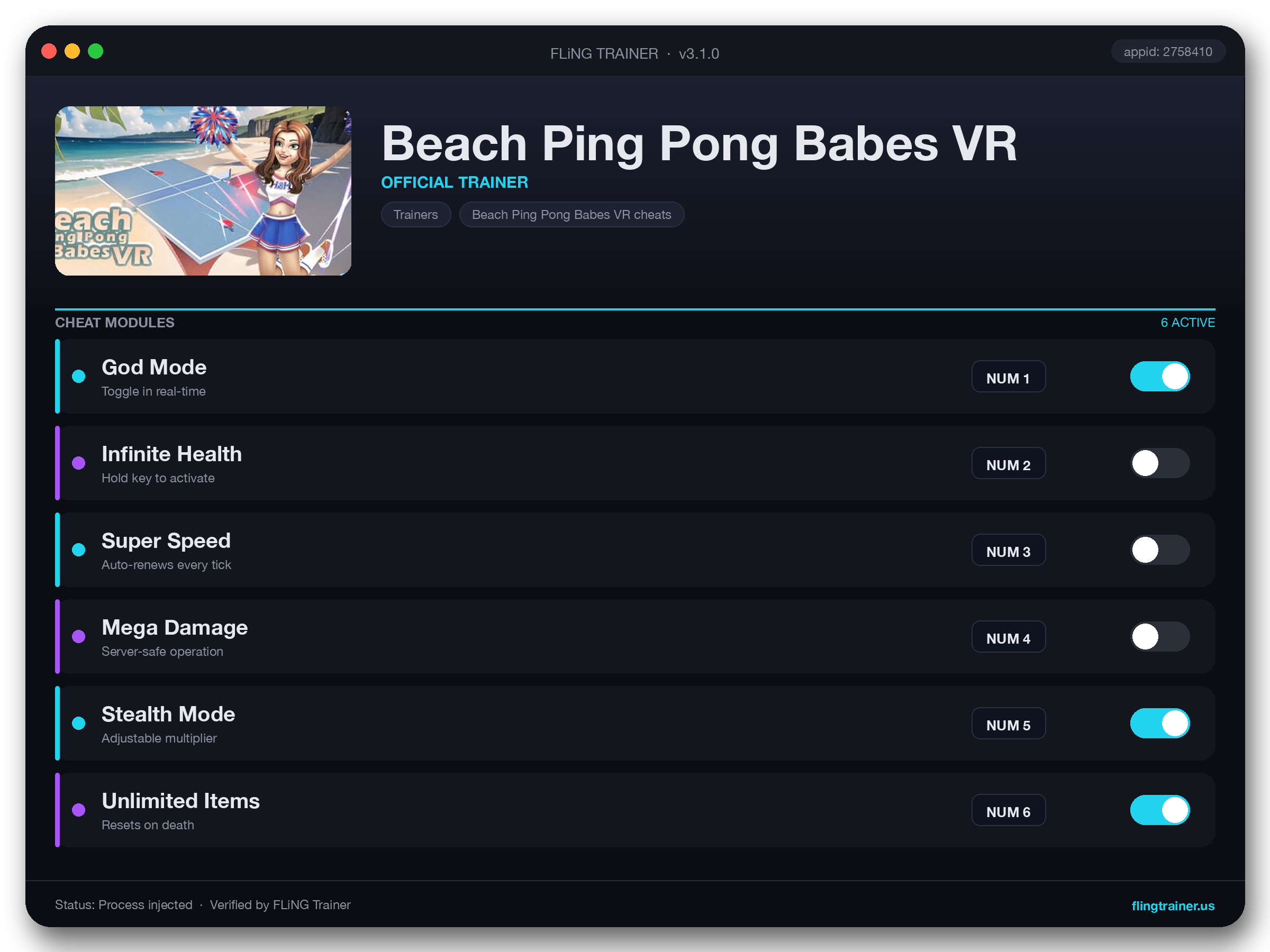 Beach Ping Pong Babes VR Trainer interface