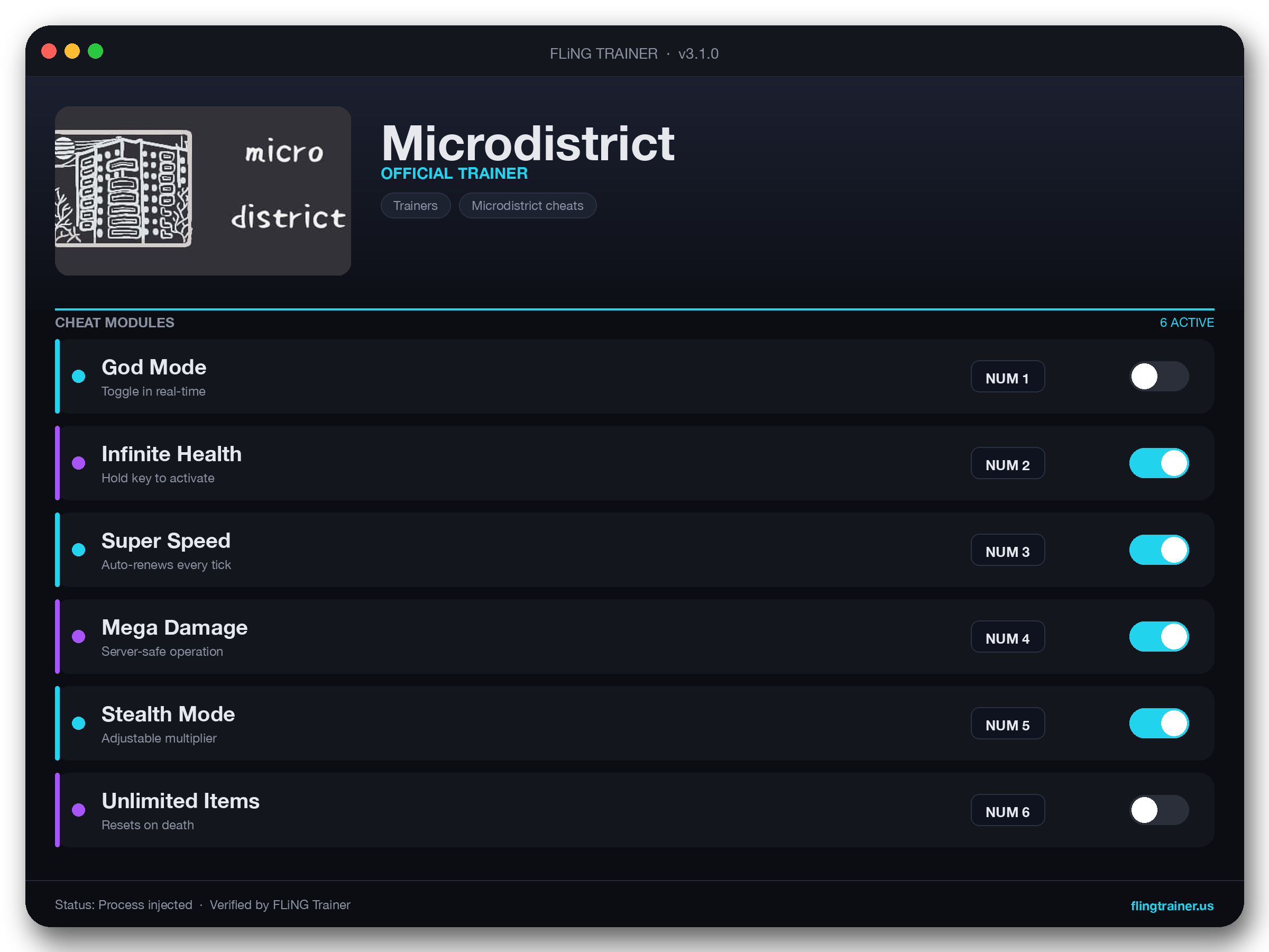 Microdistrict Trainer interface
