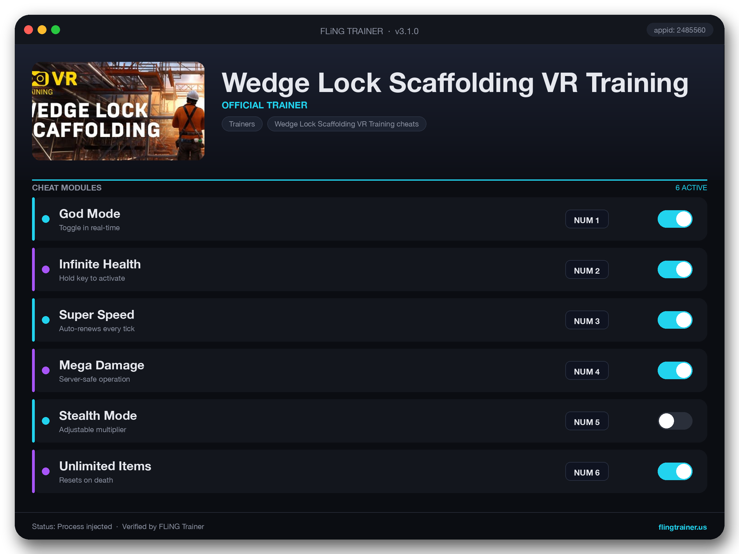 Wedge Lock Scaffolding VR Training Trainer interface