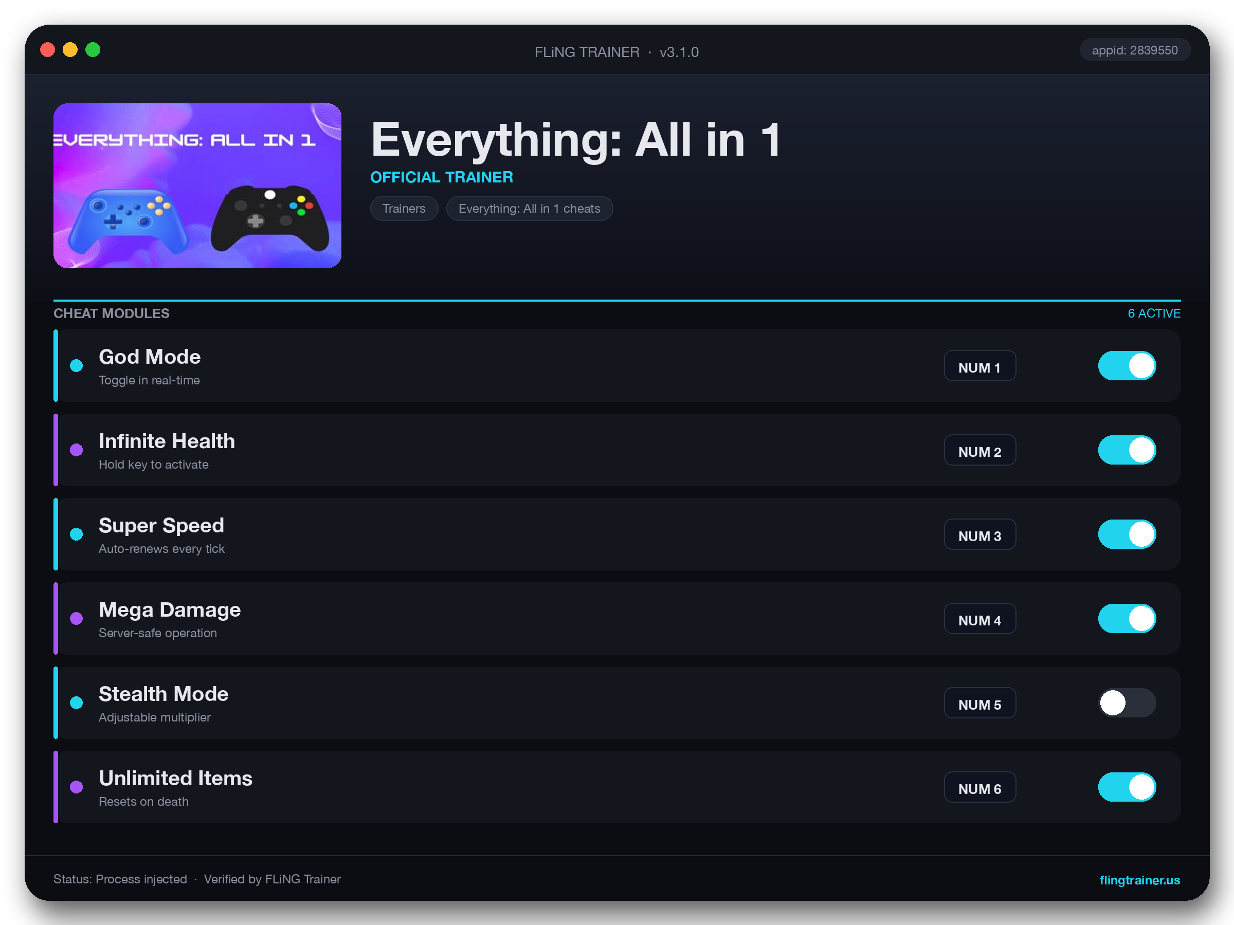 Everything: All in 1 Trainer interface