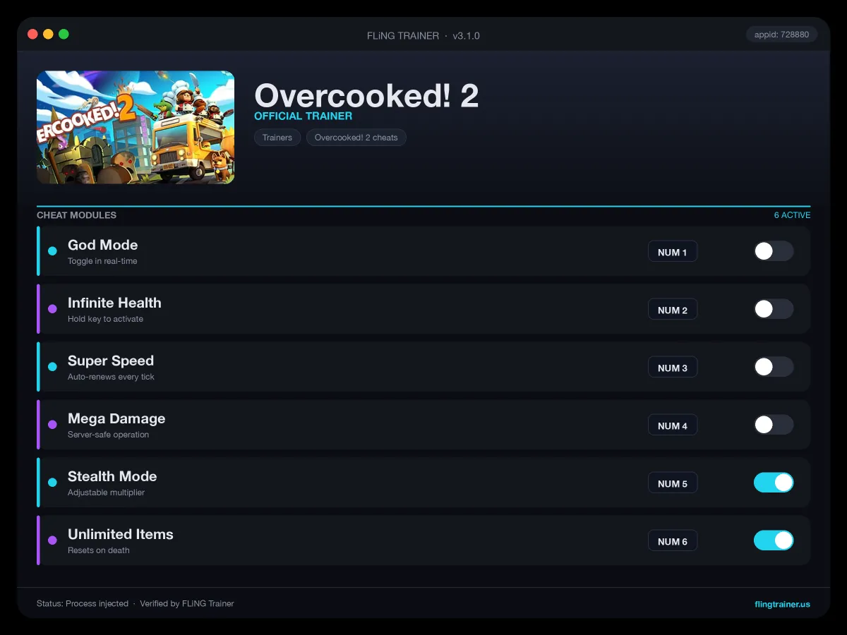 Overcooked! 2 Trainer interface