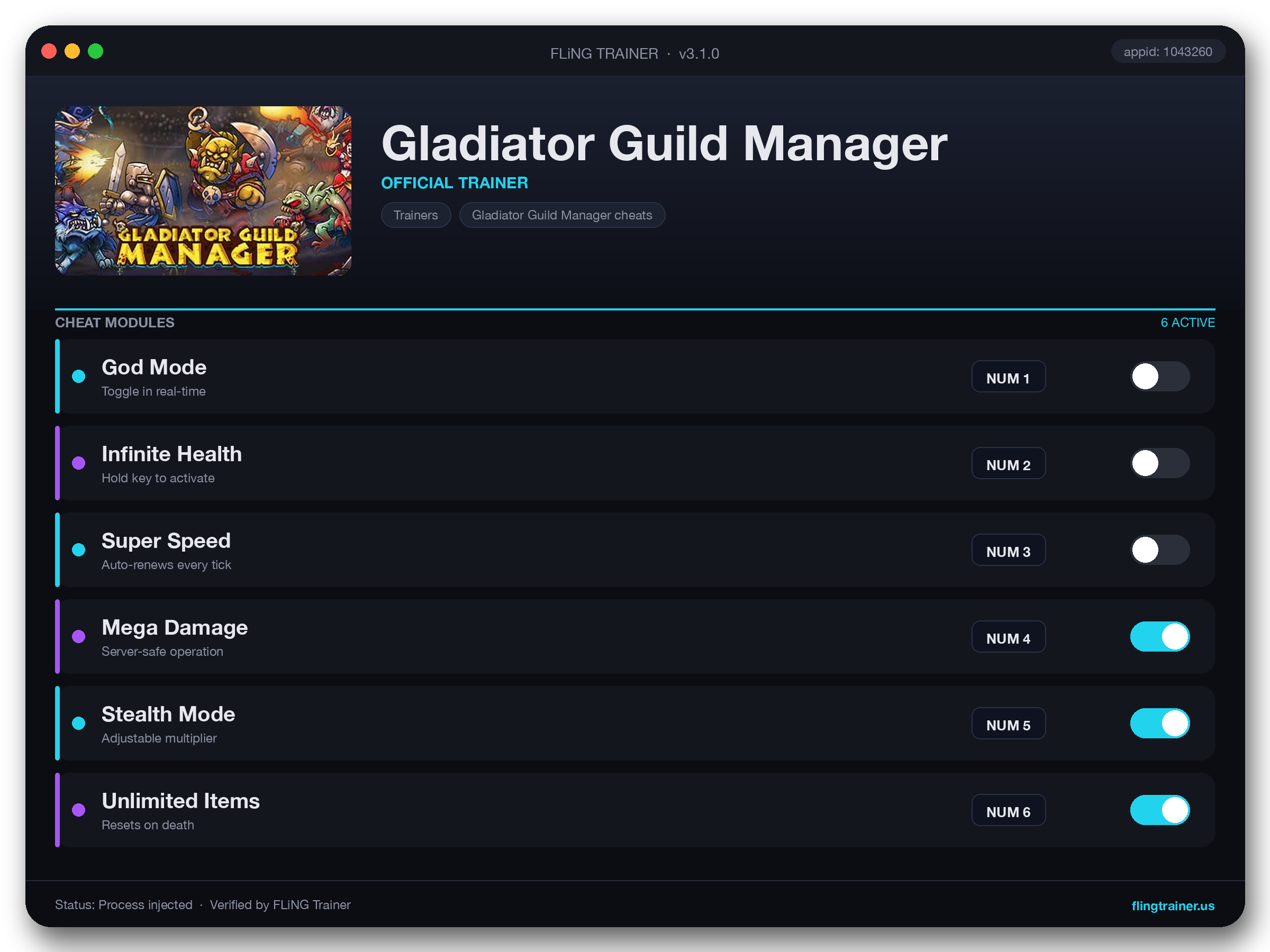 Gladiator Guild Manager Trainer interface
