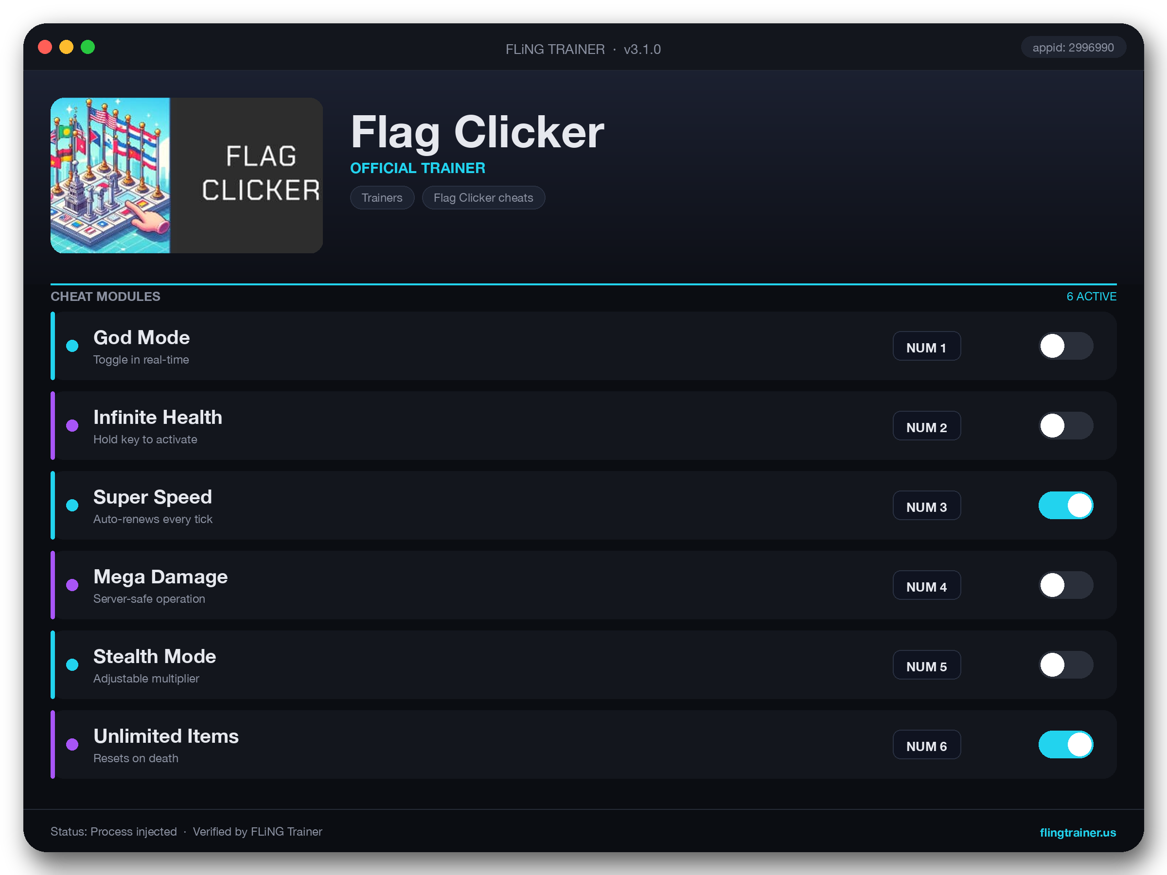Flag Clicker Trainer interface
