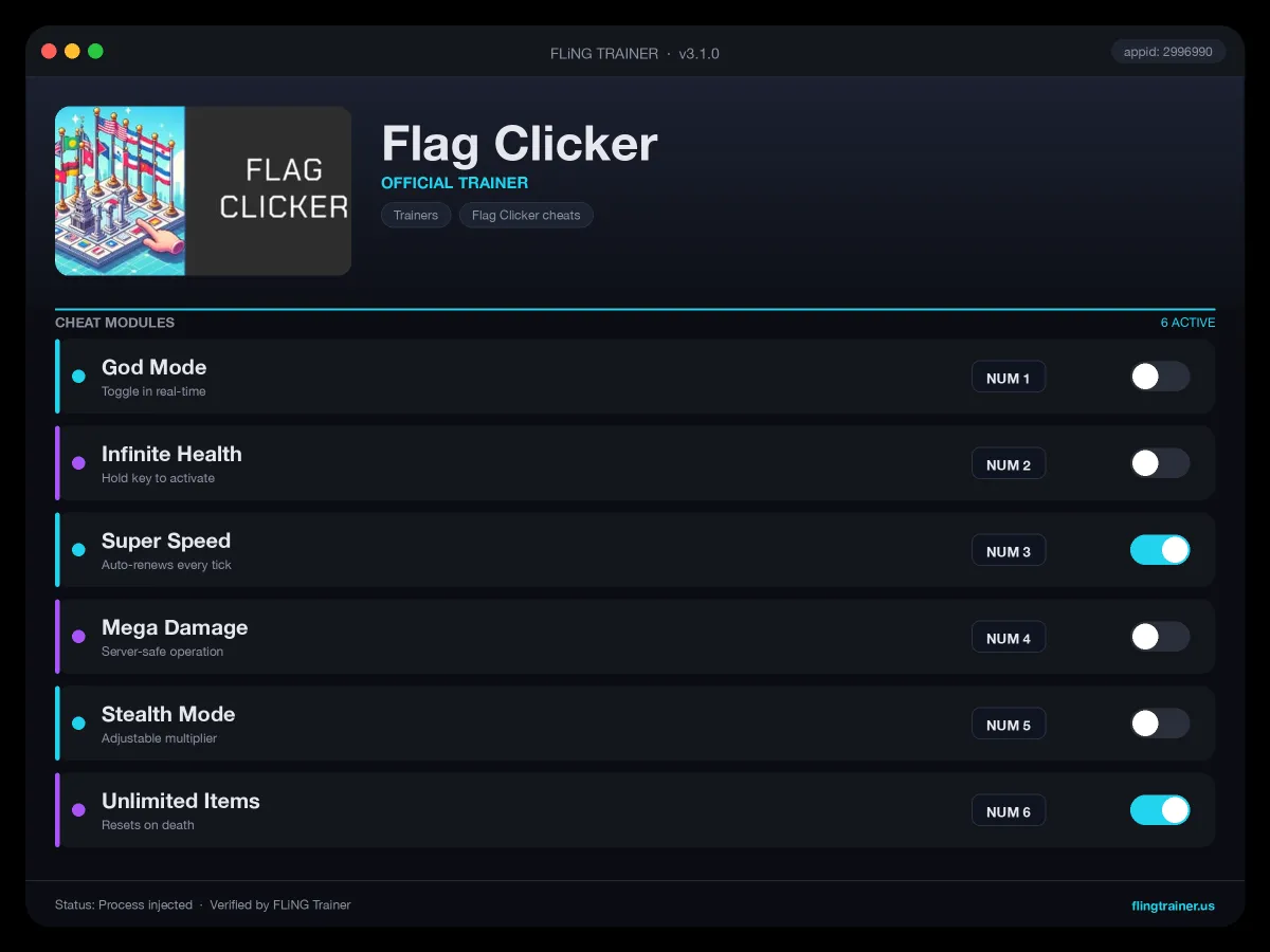 Flag Clicker Trainer interface
