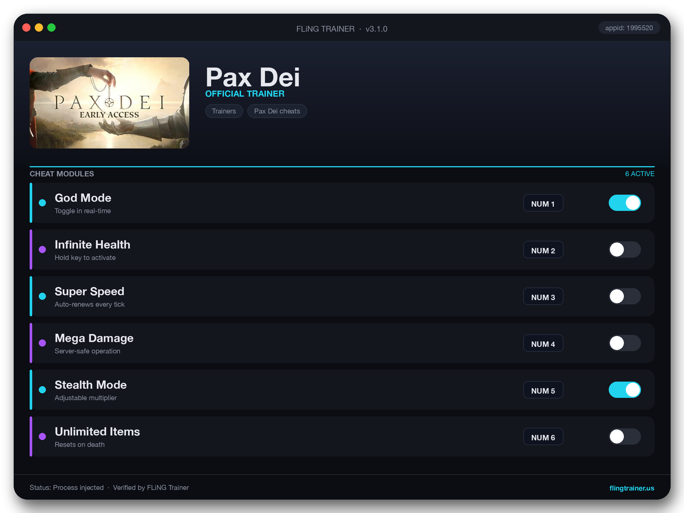 Pax Dei Trainer interface
