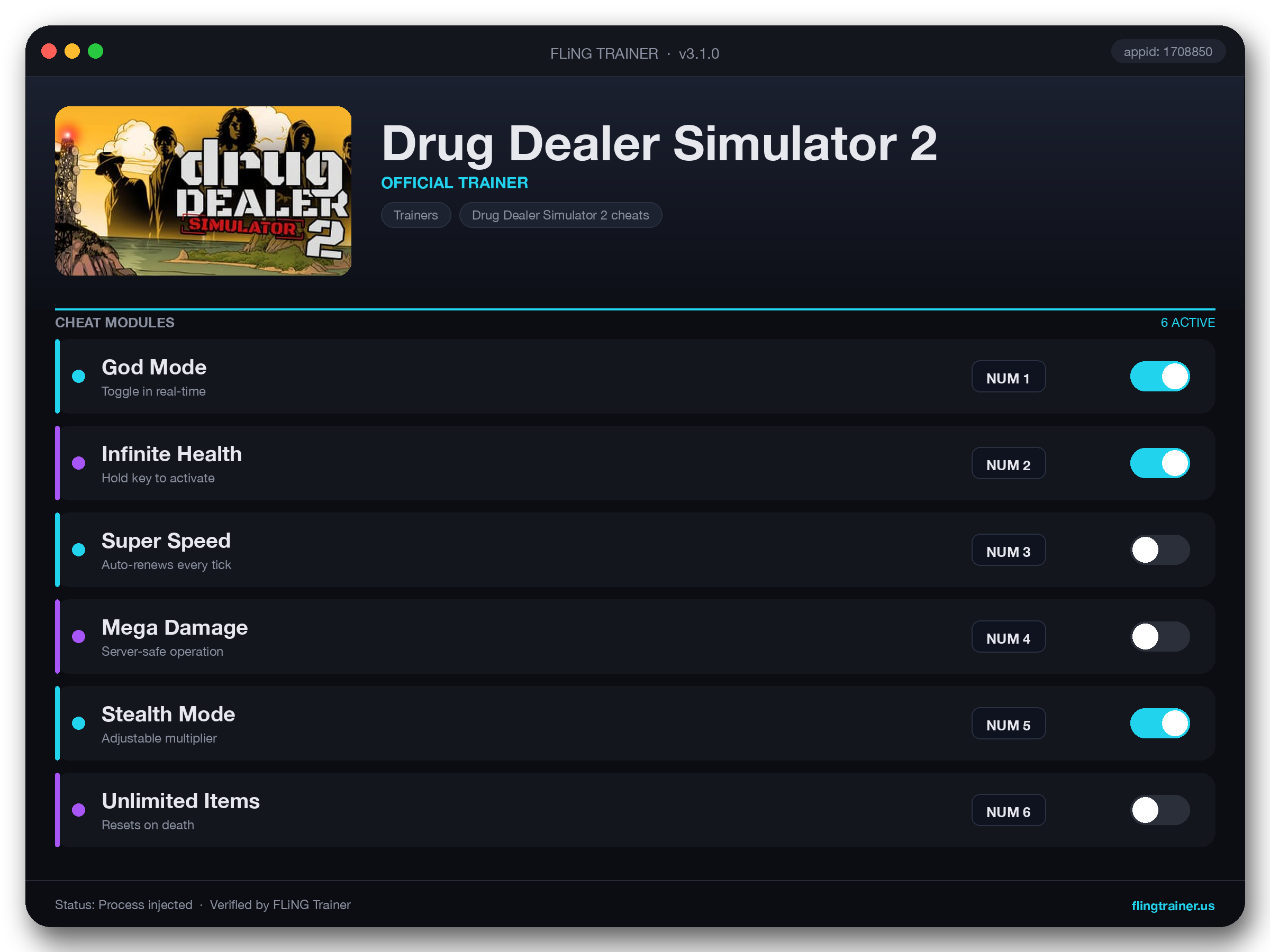 Drug Dealer Simulator 2 Trainer interface