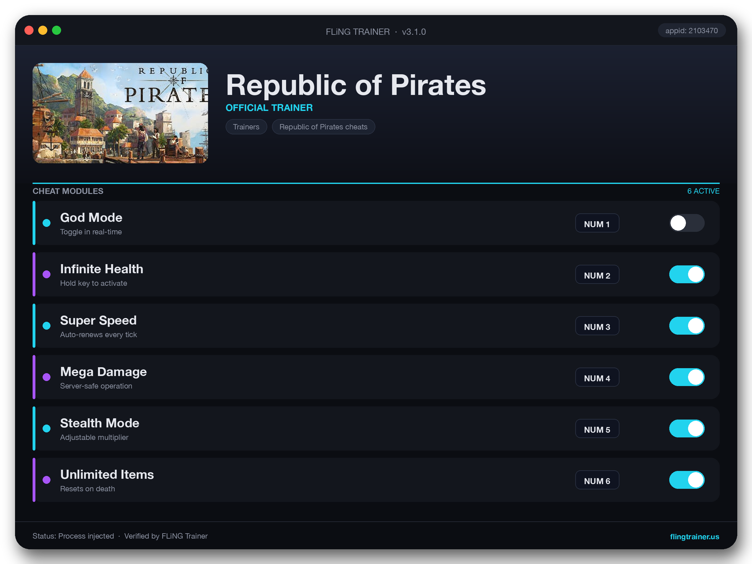 Republic of Pirates Trainer interface