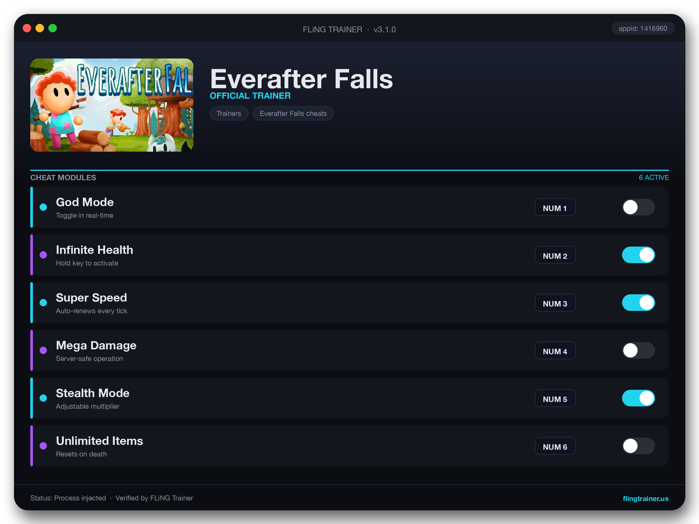 Everafter Falls Trainer interface