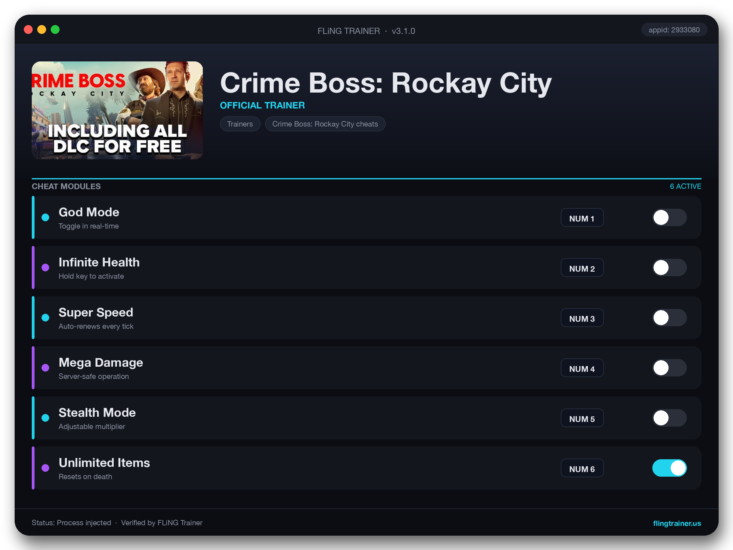 Crime Boss: Rockay City Trainer interface