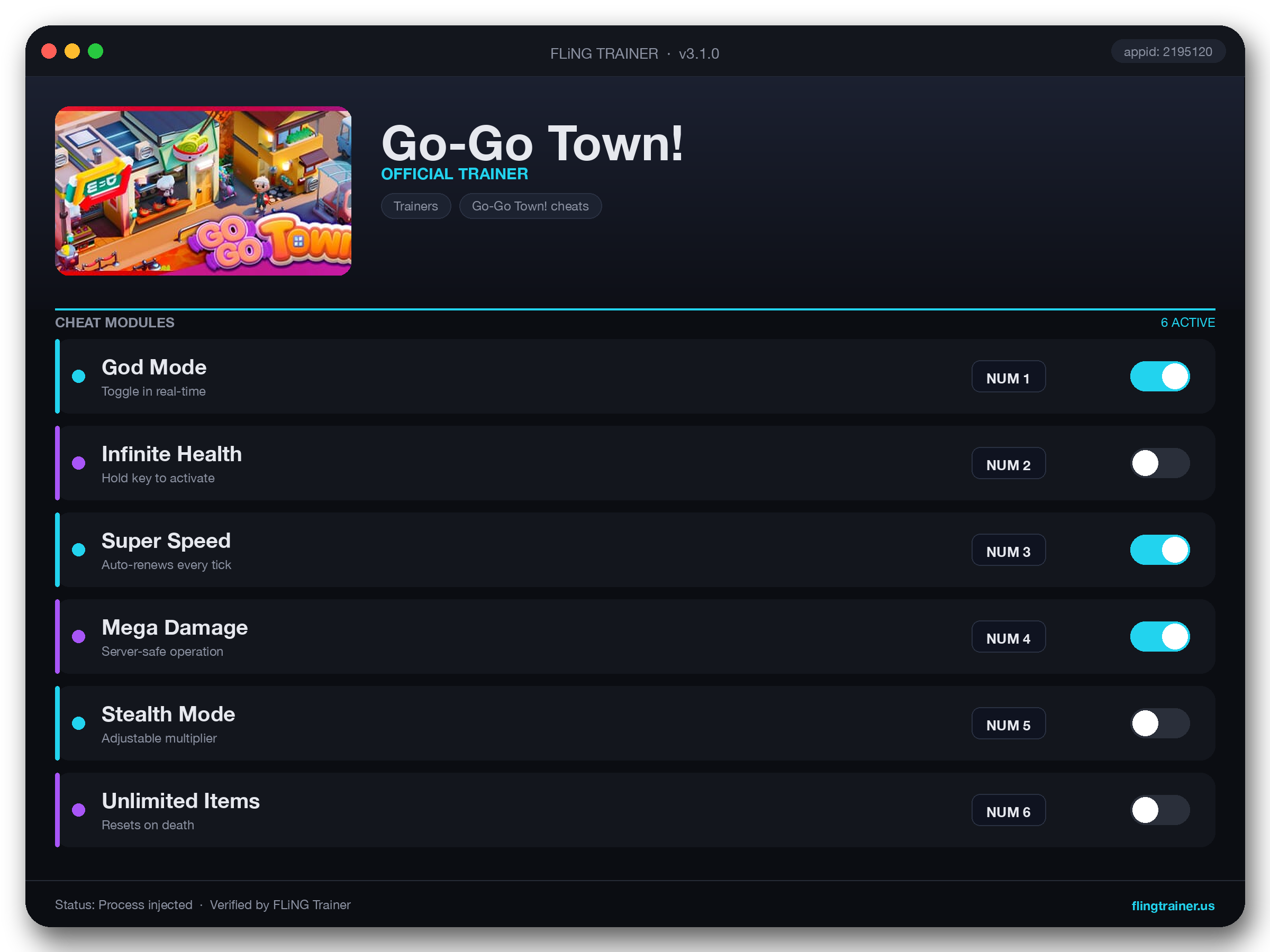 Go-Go Town! Trainer interface
