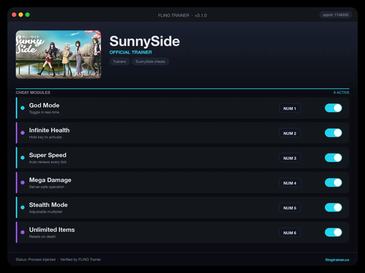 SunnySide Trainer interface