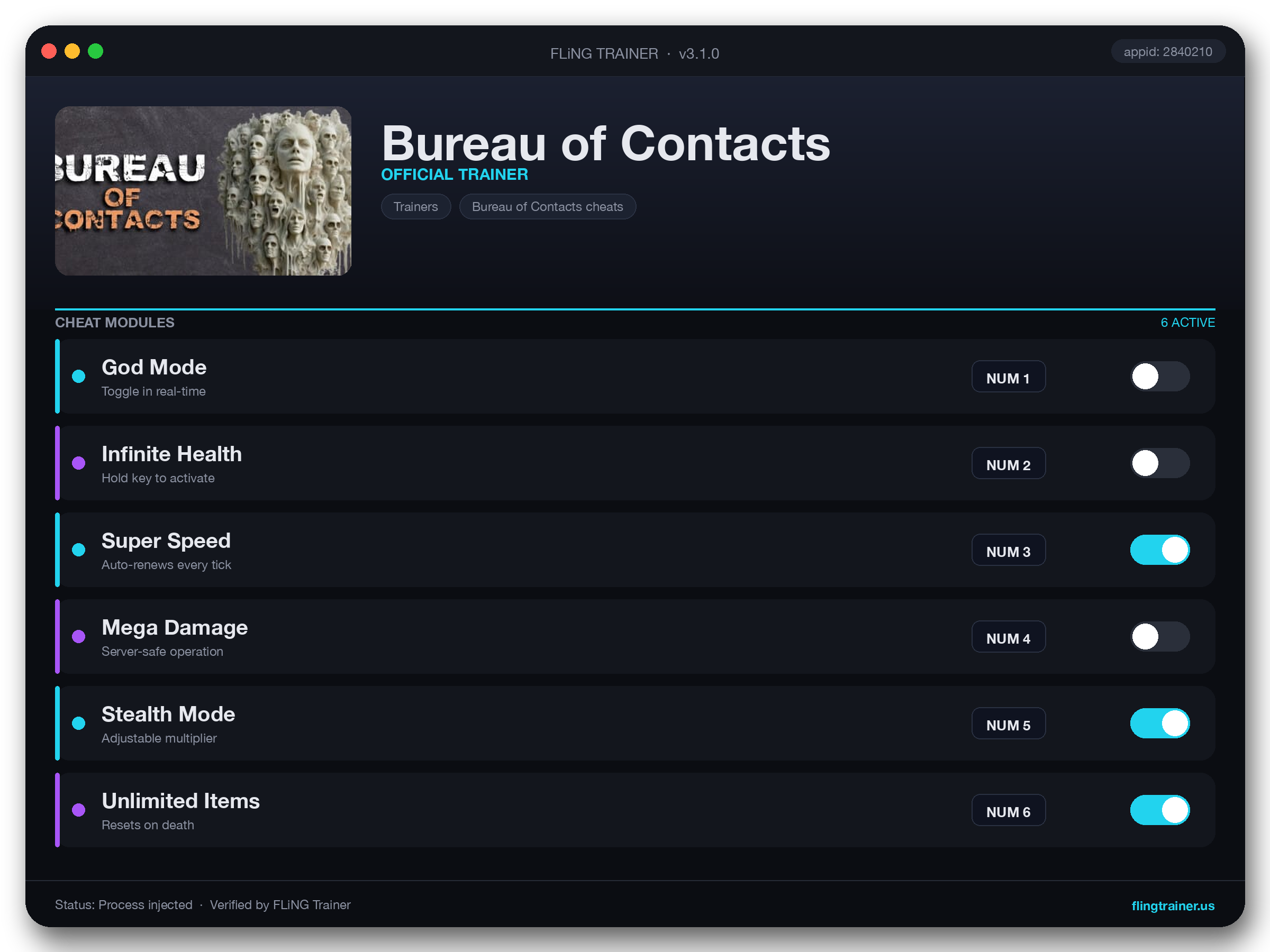 Bureau of Contacts Trainer interface