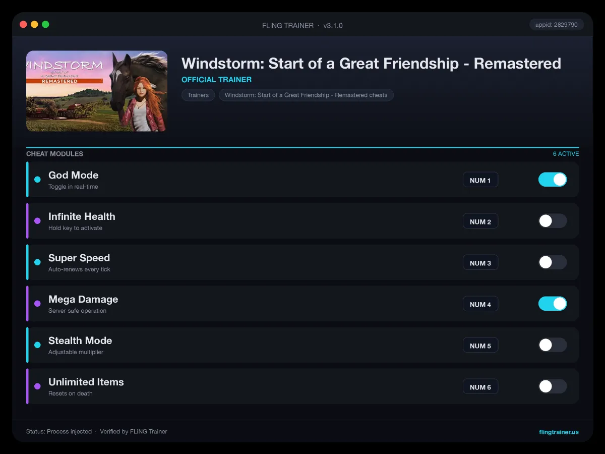 Windstorm: Start of a Great Friendship - Remastered Trainer interface