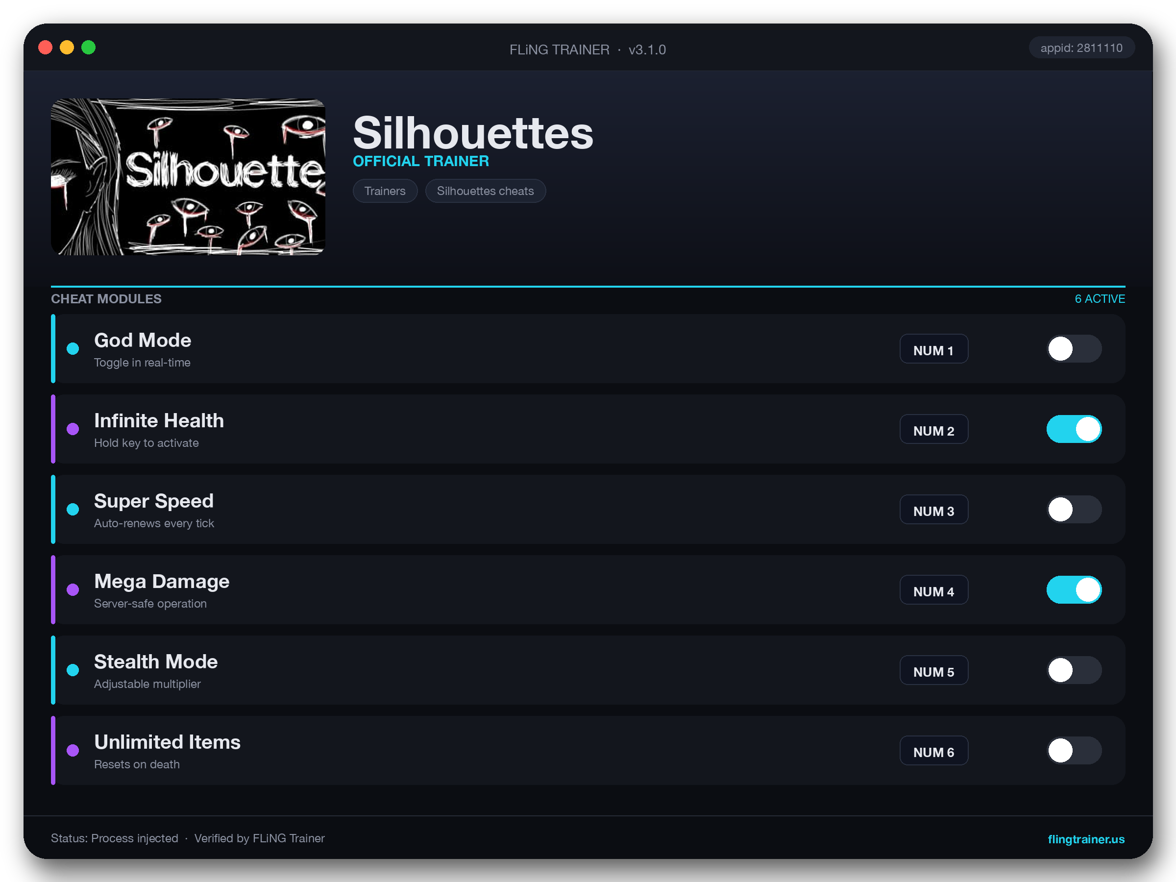 Silhouettes Trainer interface