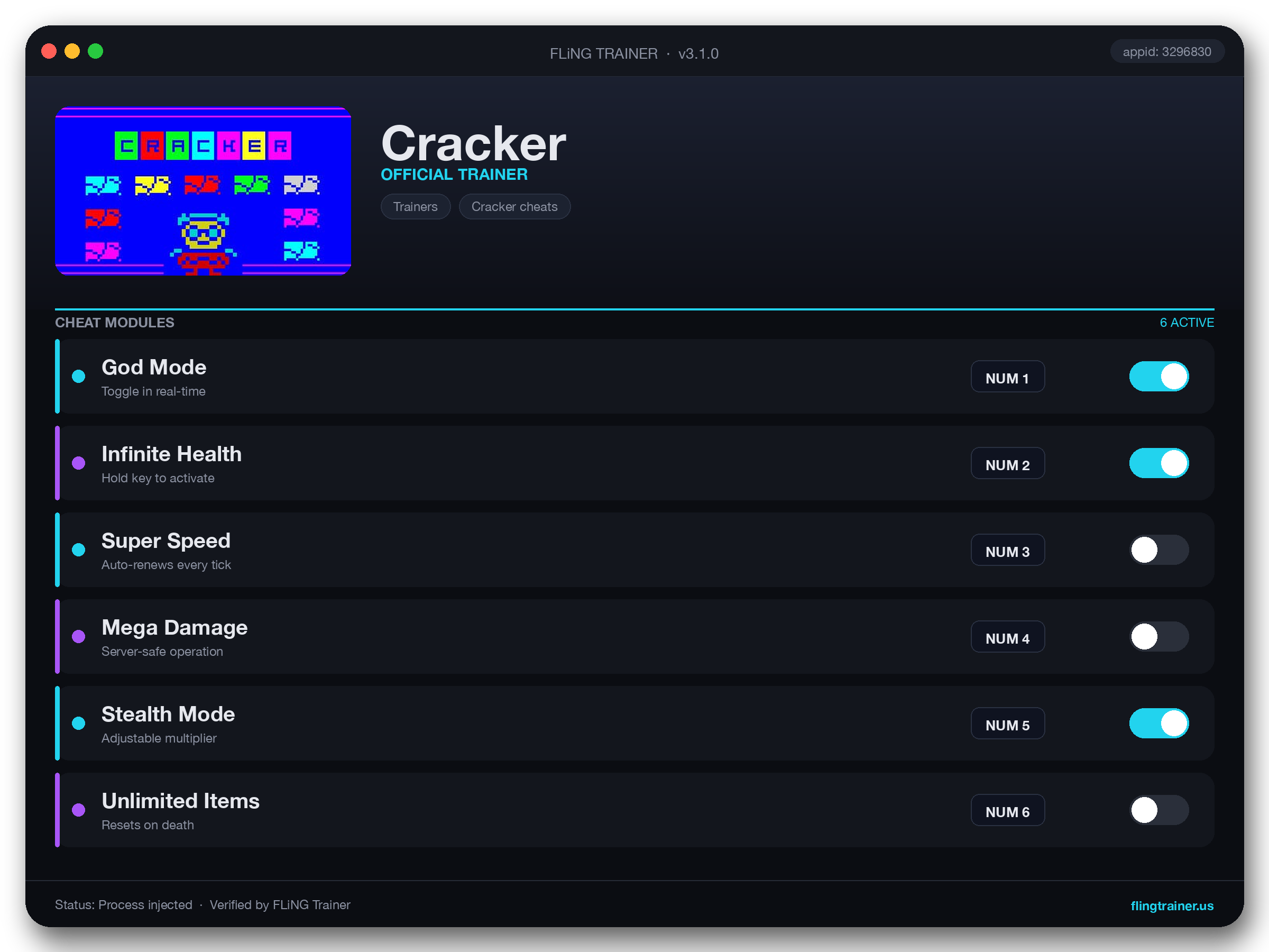 Cracker Trainer interface