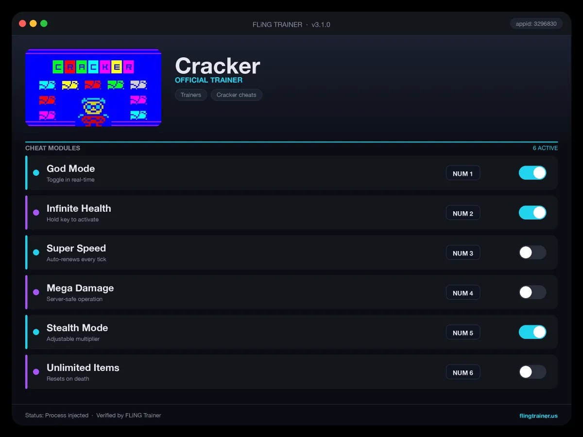 Cracker Trainer interface