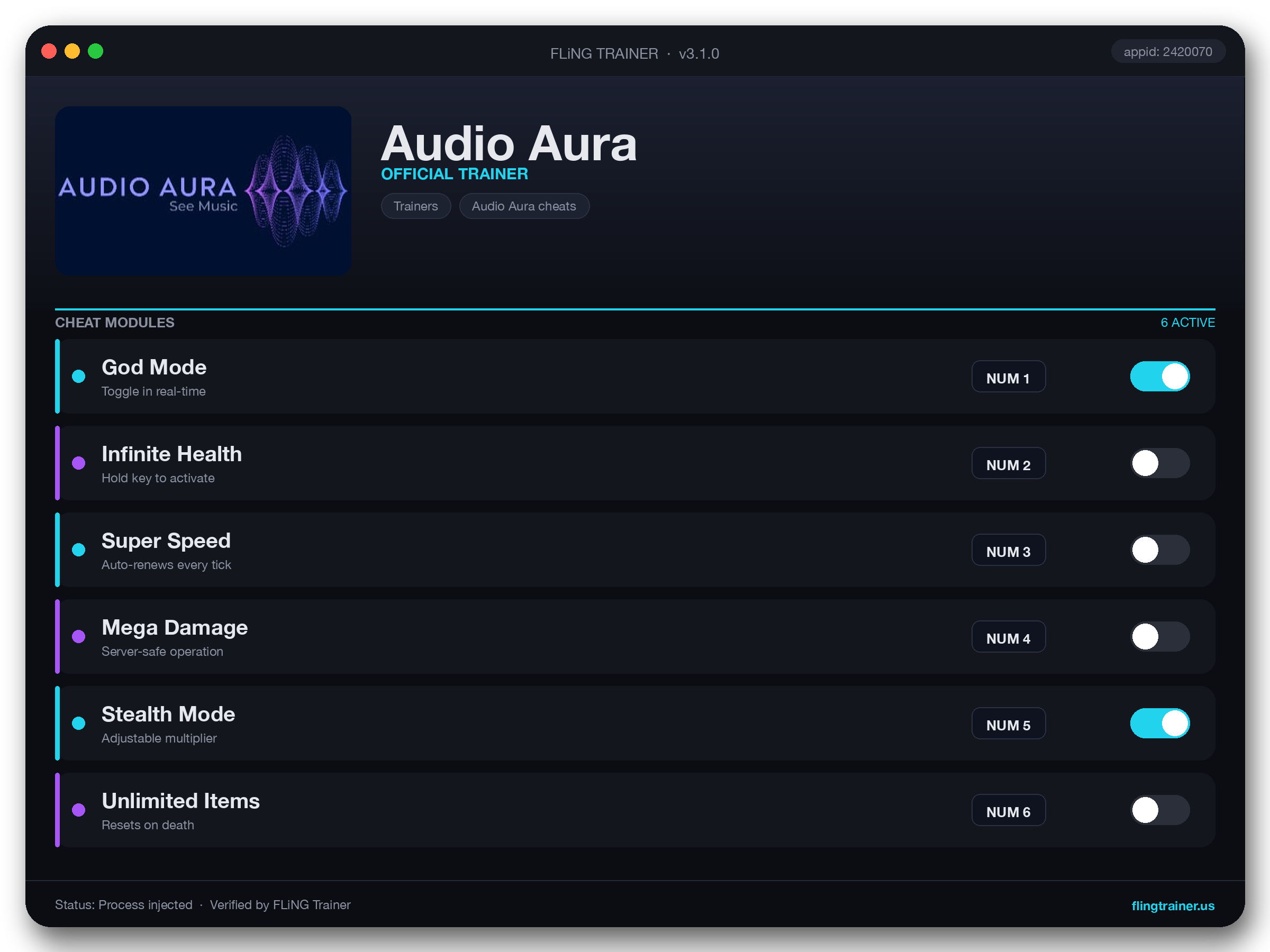 Audio Aura Trainer interface