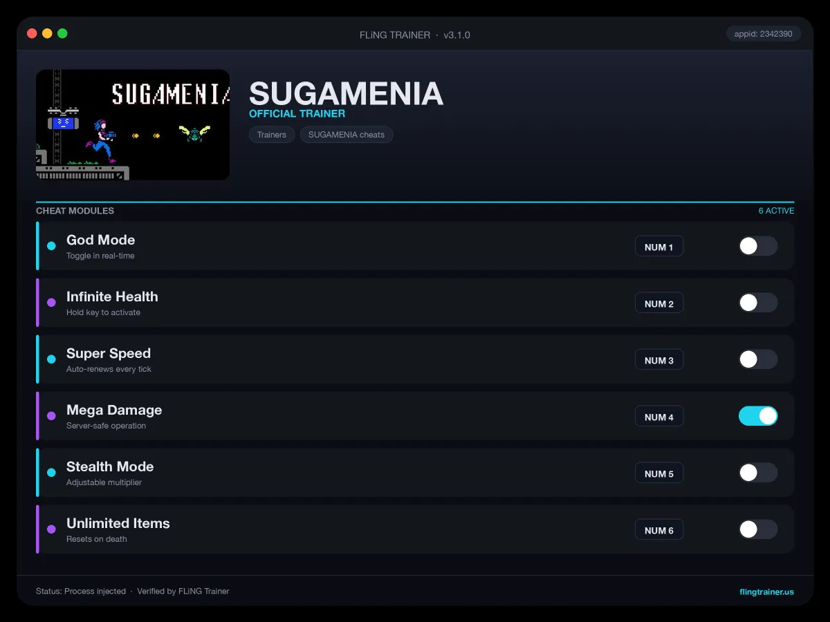 SUGAMENIA Trainer interface