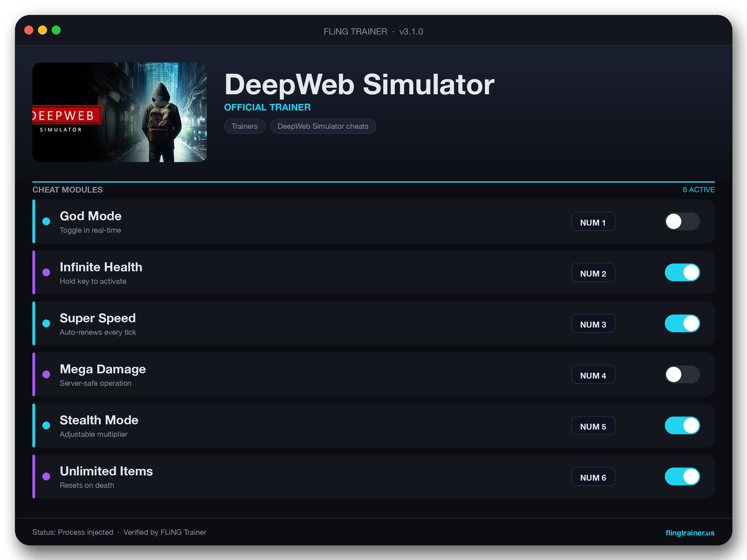 DeepWeb Simulator Trainer interface