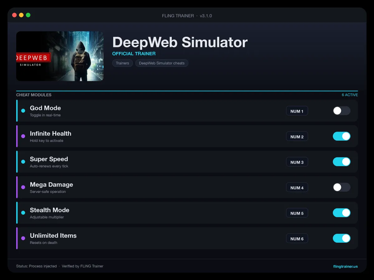 DeepWeb Simulator Trainer interface