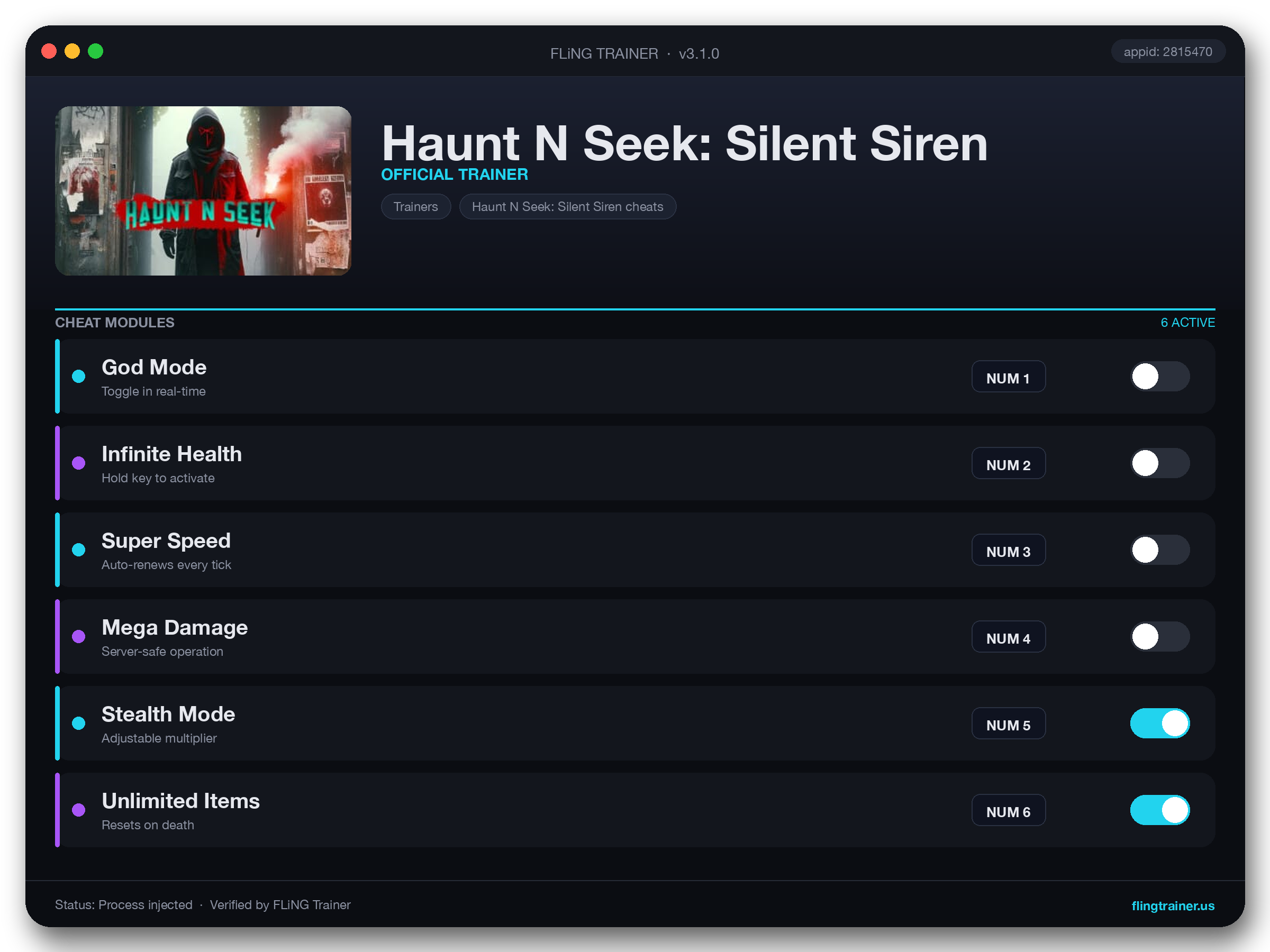 Haunt N Seek: Silent Siren Trainer interface