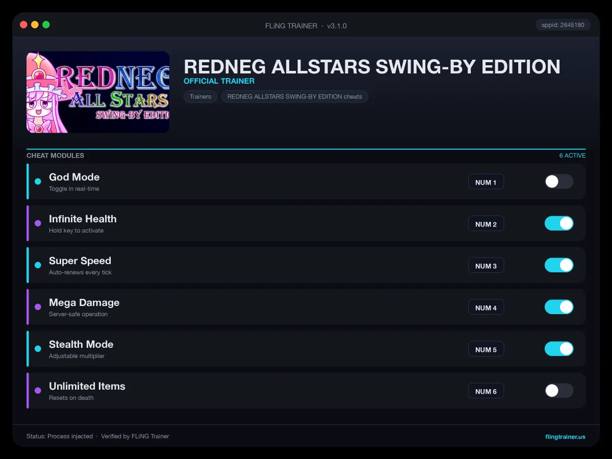 REDNEG ALLSTARS SWING-BY EDITION Trainer interface