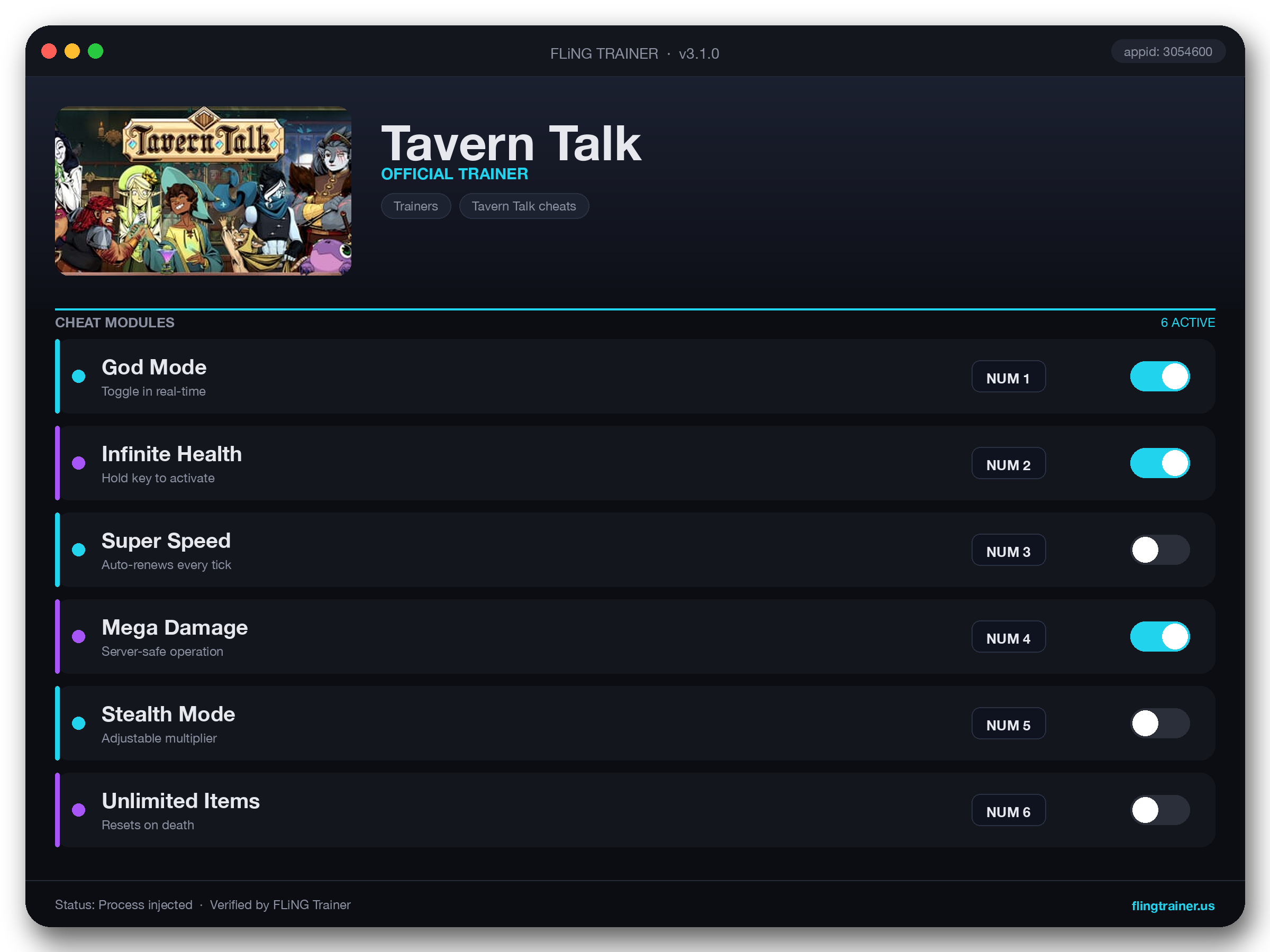 Tavern Talk Trainer interface
