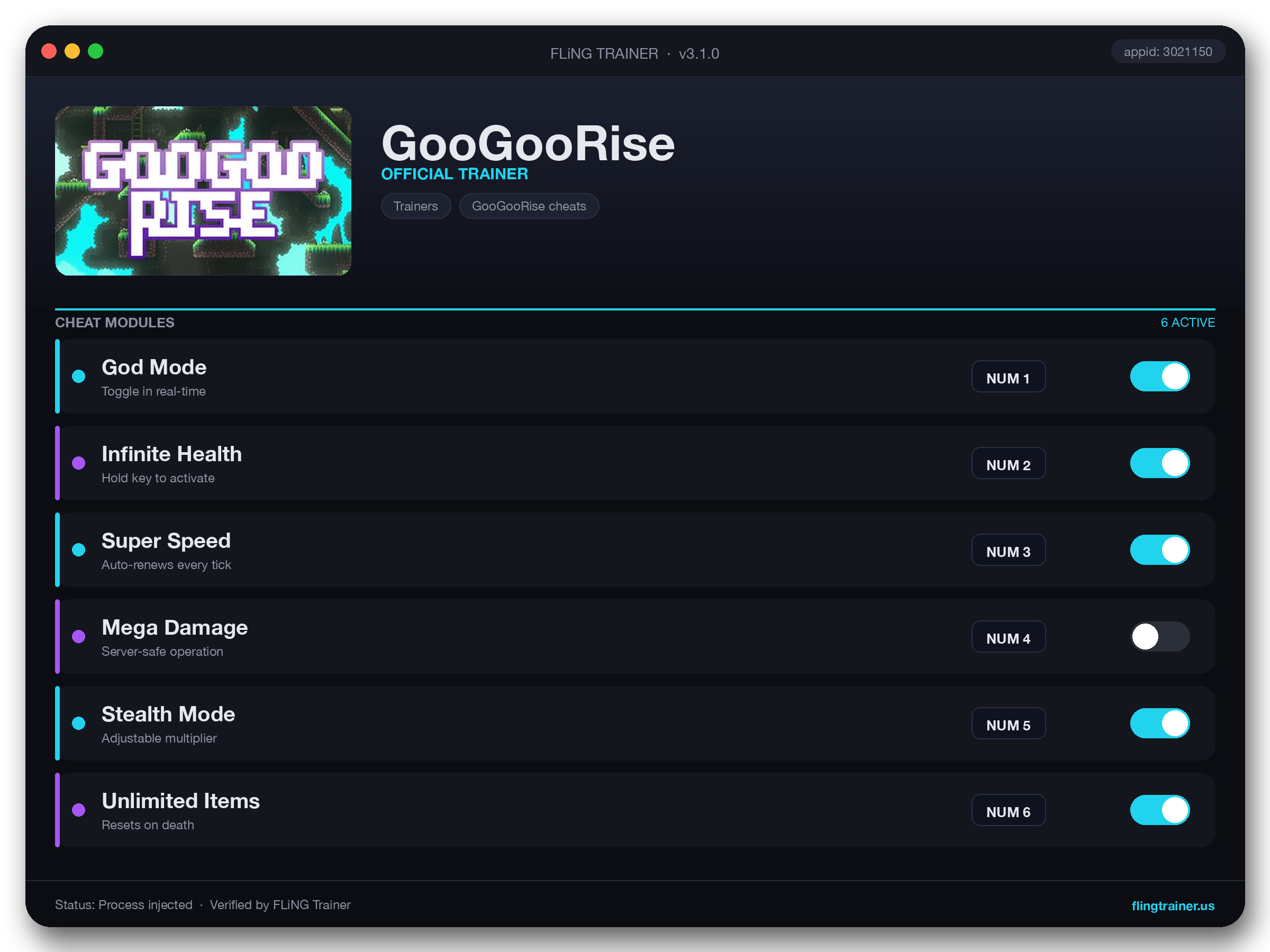 GooGooRise Trainer interface