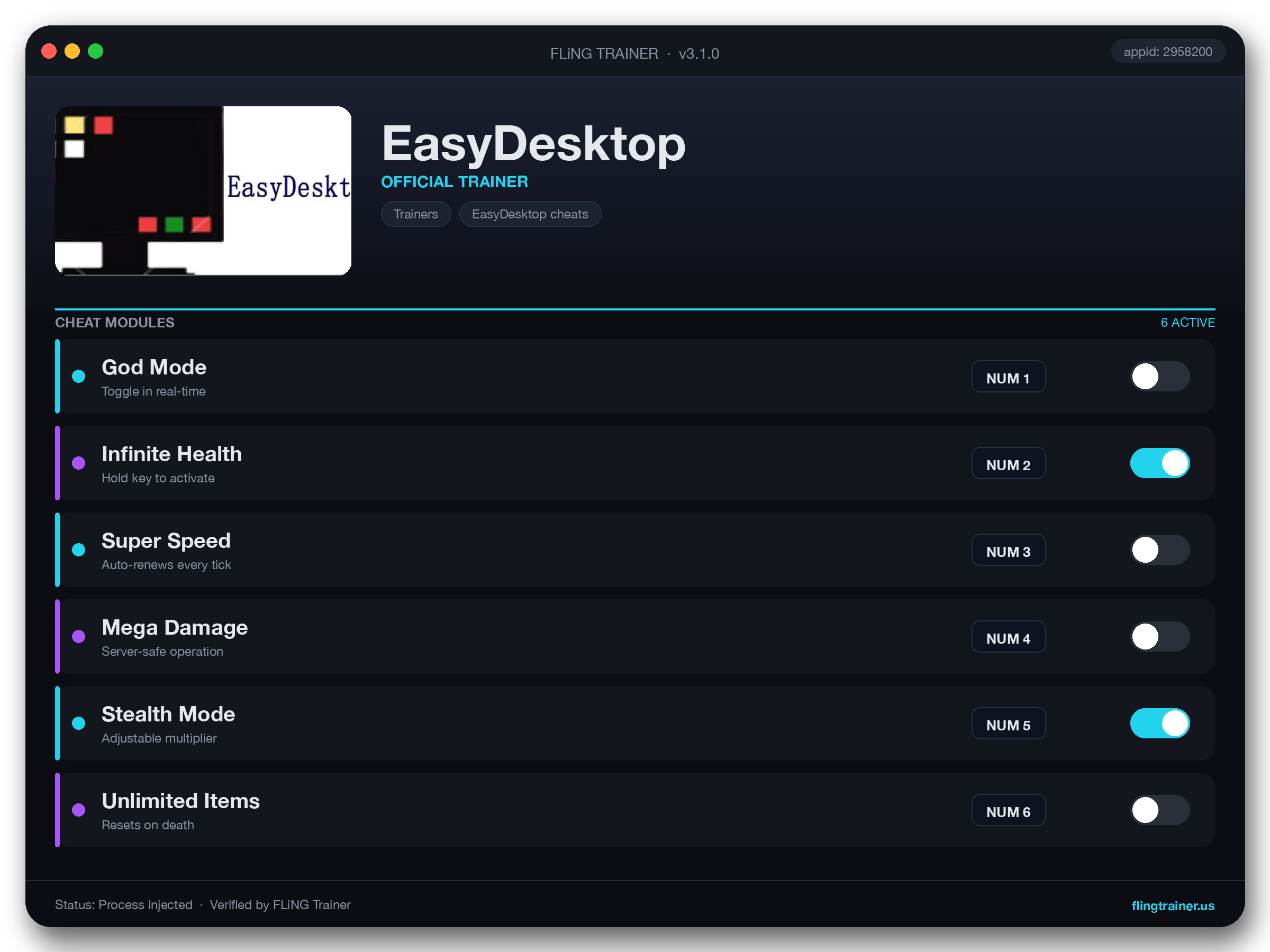EasyDesktop Trainer interface