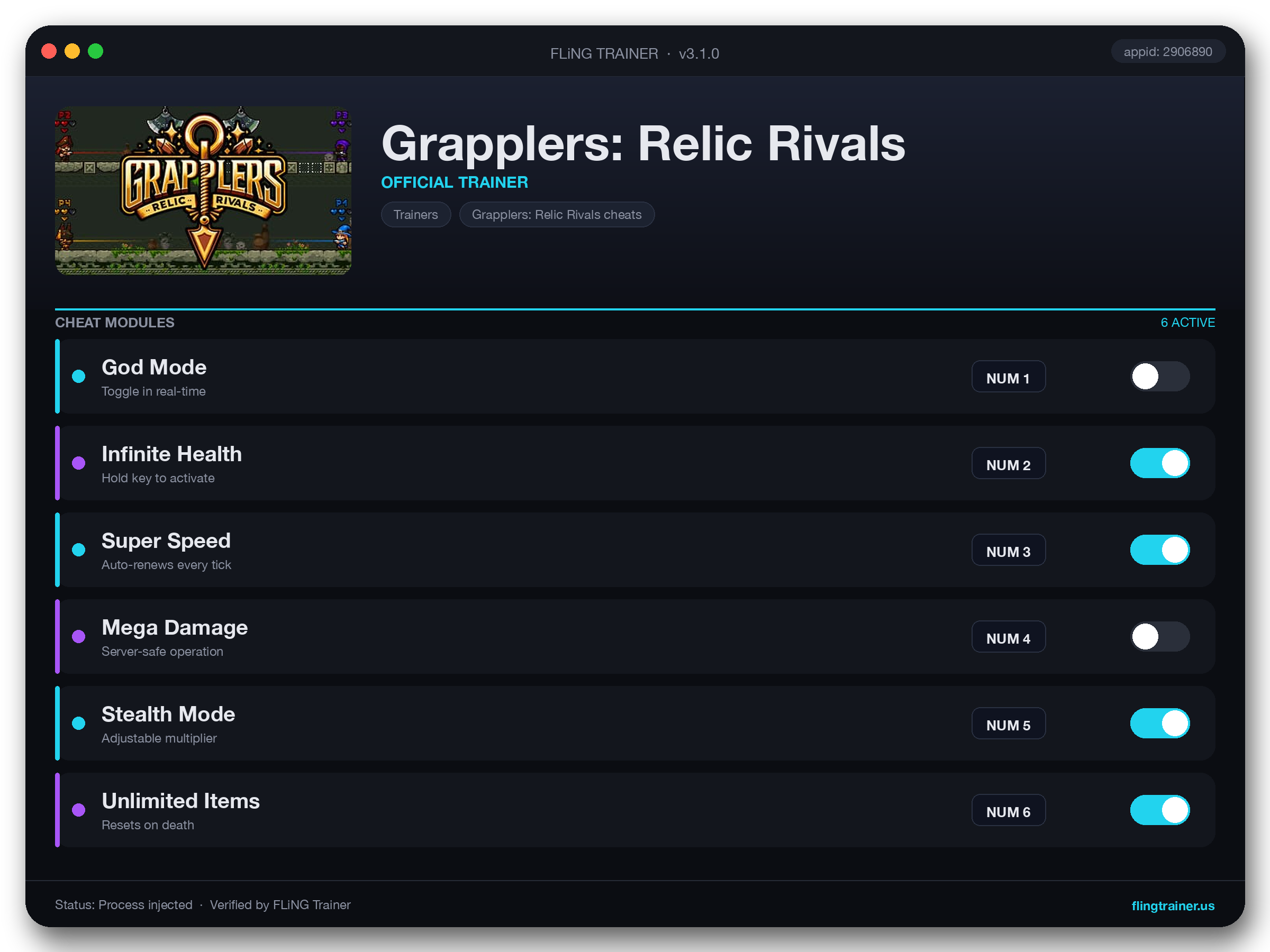 Grapplers: Relic Rivals Trainer interface