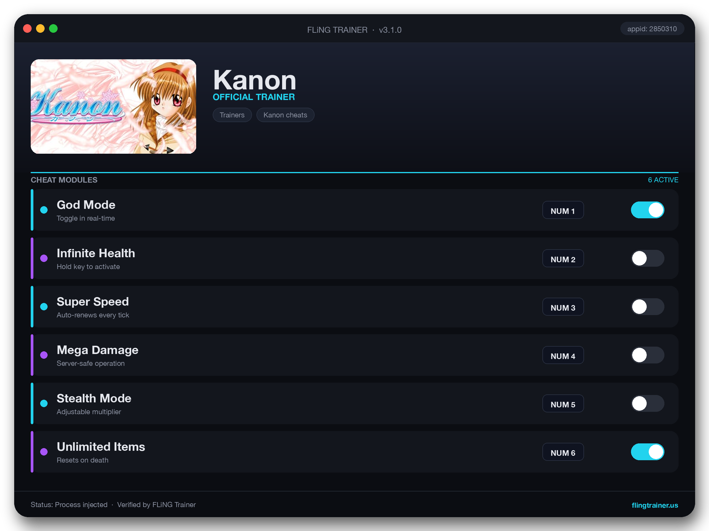 Kanon Trainer interface