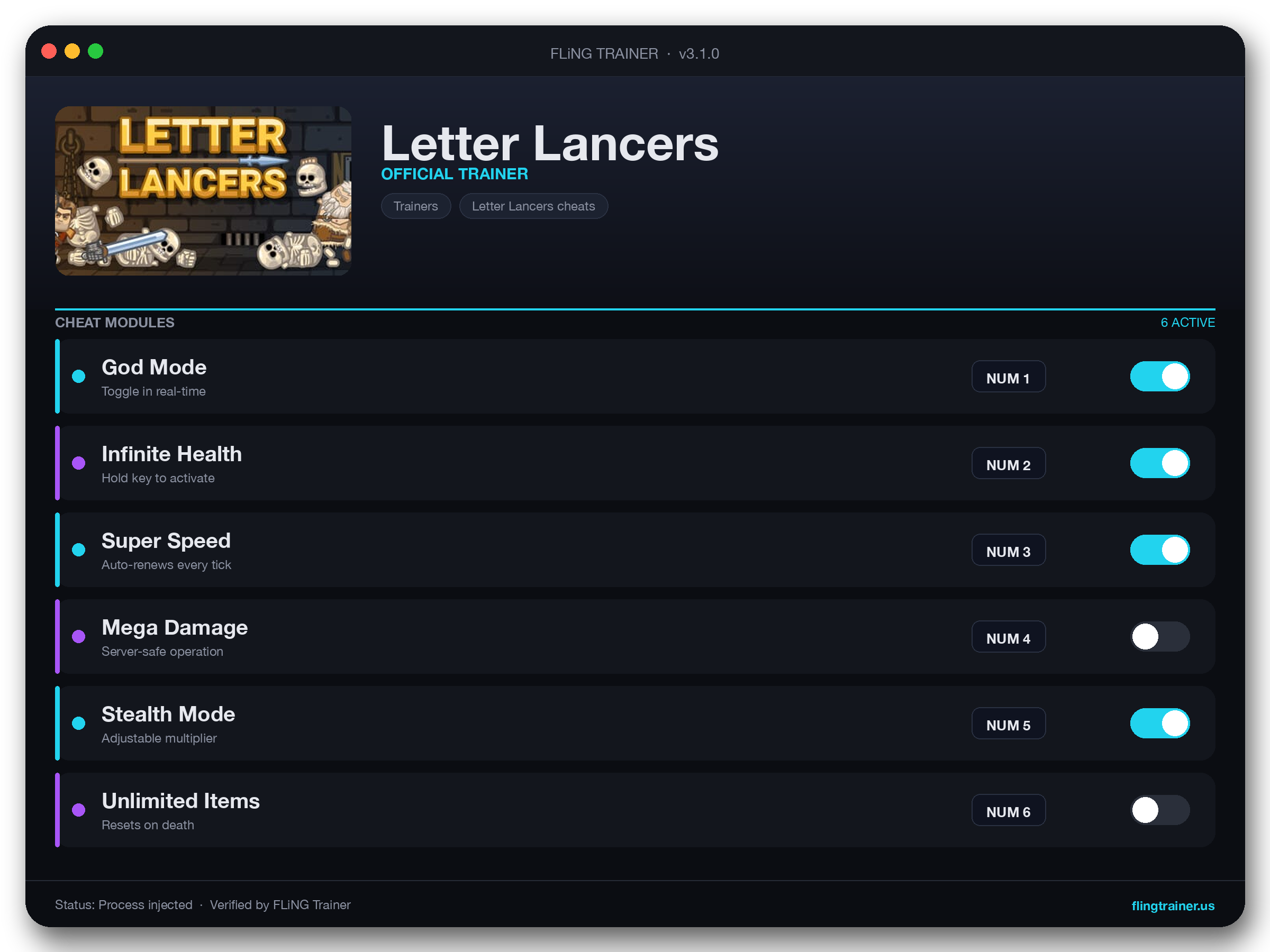 Letter Lancers Trainer interface
