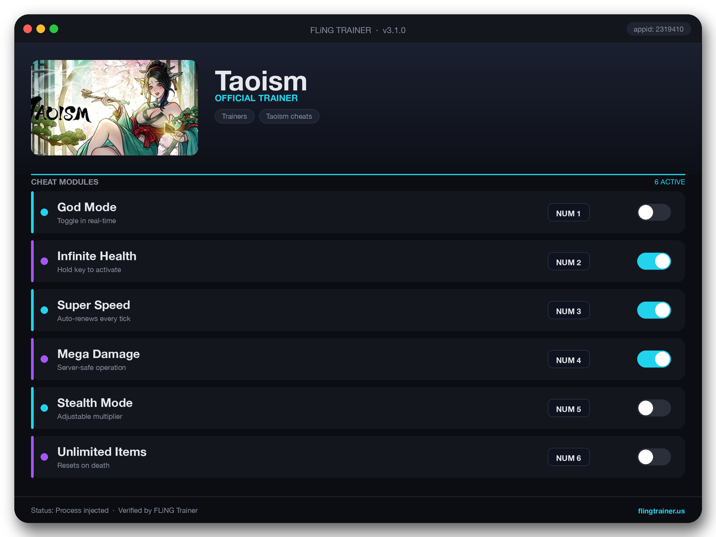 Taoism Trainer interface